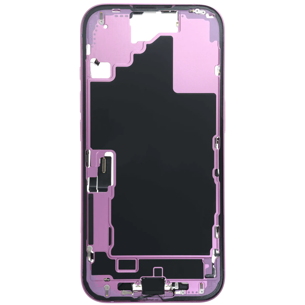 Midframe/Rahmen mit Ladebuchse Flex & Small Parts für iPhone 16 (EU / Global Version) (gebrauchter OEM-Ausbau, Qualität A) (Pink)