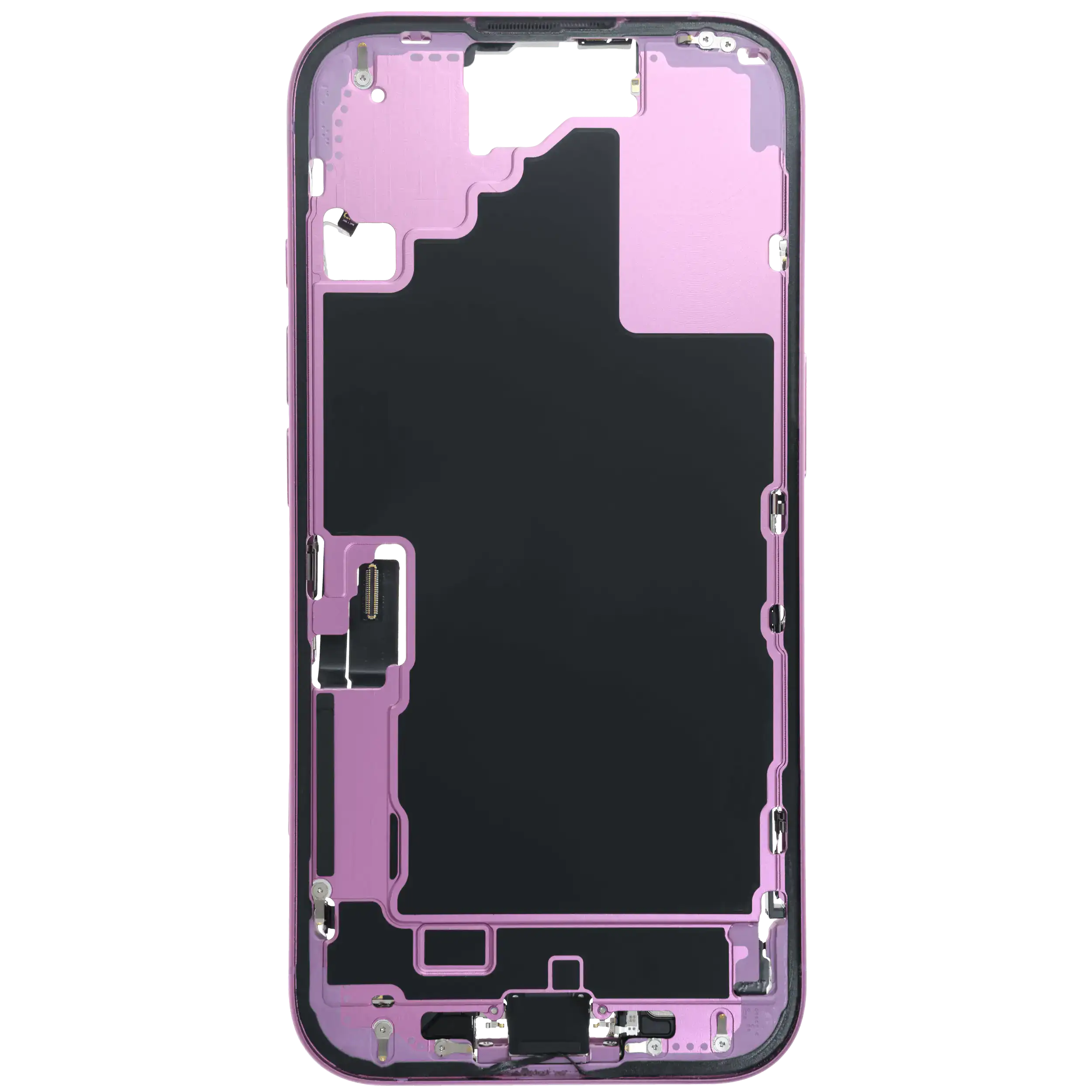Midframe/Rahmen mit Ladebuchse Flex & Small Parts für iPhone 16 (EU / Global Version) (gebrauchter OEM-Ausbau, Qualität A) (Pink)
