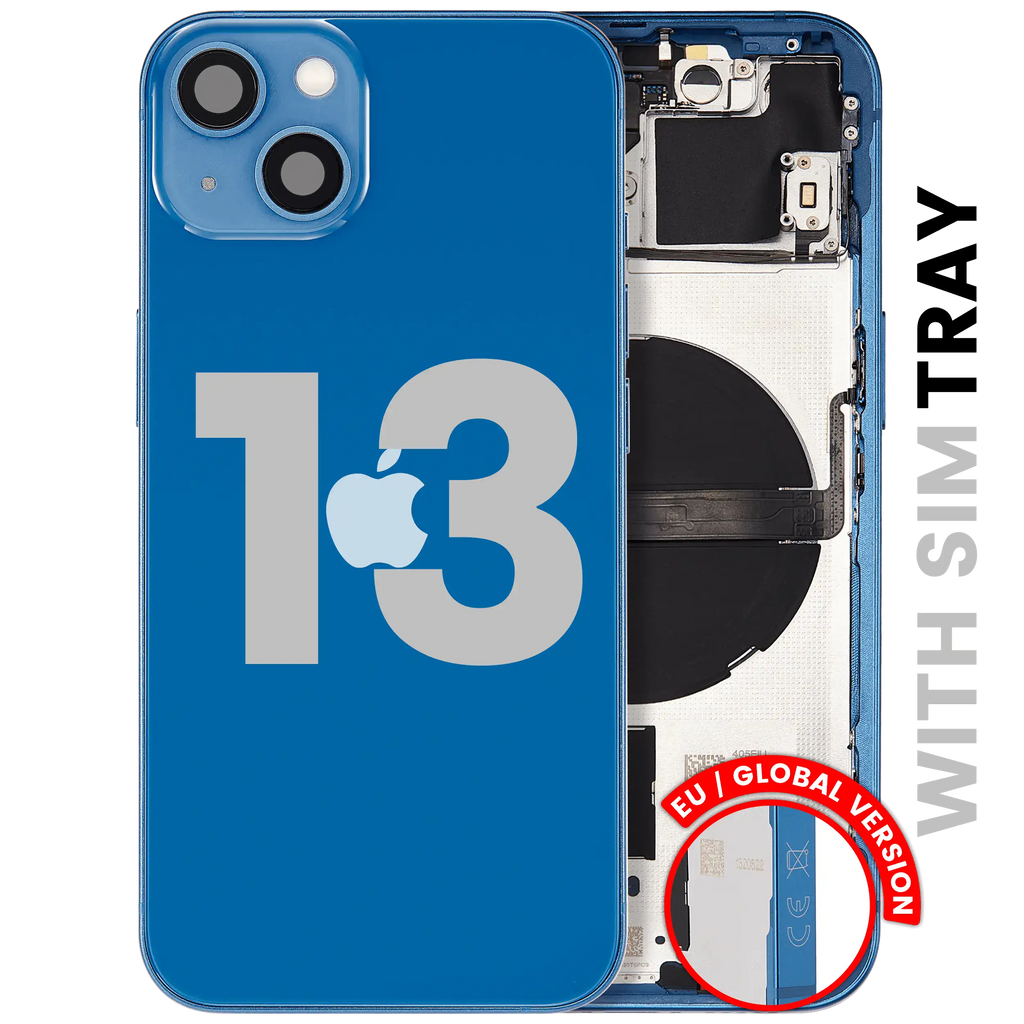 Backcover/Rahmen mit Small Parts für iPhone 13 (EU / Global Version) (gebrauchter OEM-Ausbau, Qualität C) (Blau)