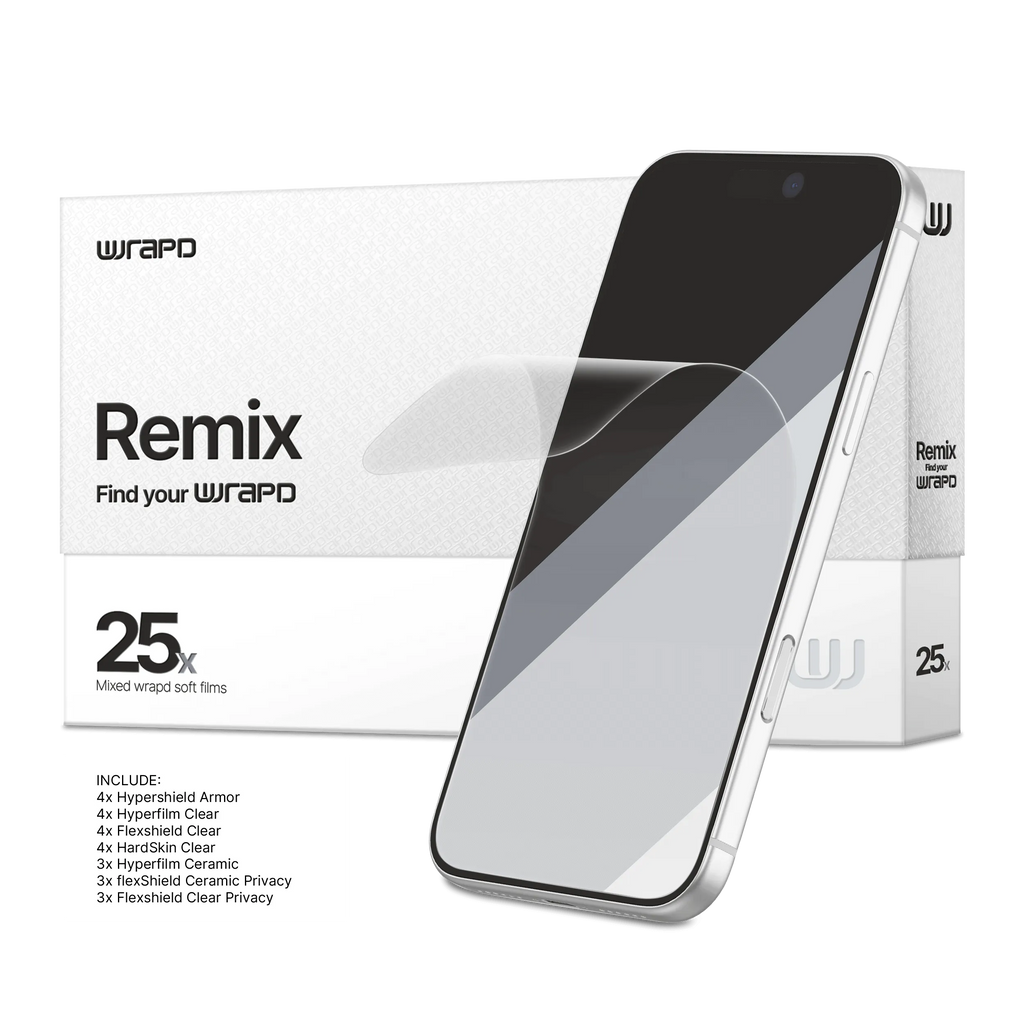 Wrapd Remix - Assorted Display Protector Film (FlexShield + HardSkin + HyperFilm + HyperShield) (25 Pack)