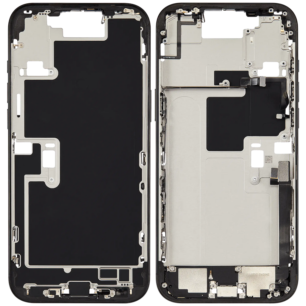 Midframe/Rahmen mit Ladebuchse Flex & Small Parts für iPhone 16 Pro Max (EU / Global Version) (gebrauchter OEM-Ausbau, Qualität C) (Schwarz Titanium)