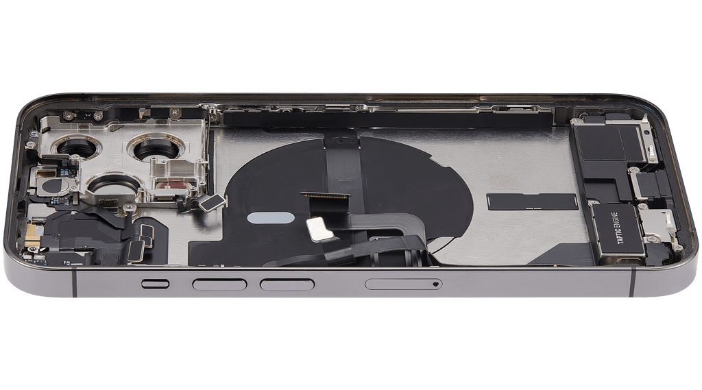 Backcover/Rahmen mit Ladebuchse Flex & Small Parts für iPhone 13 Pro (EU / Global Version) (gebrauchter OEM-Ausbau, Qualität C) (Graphite)