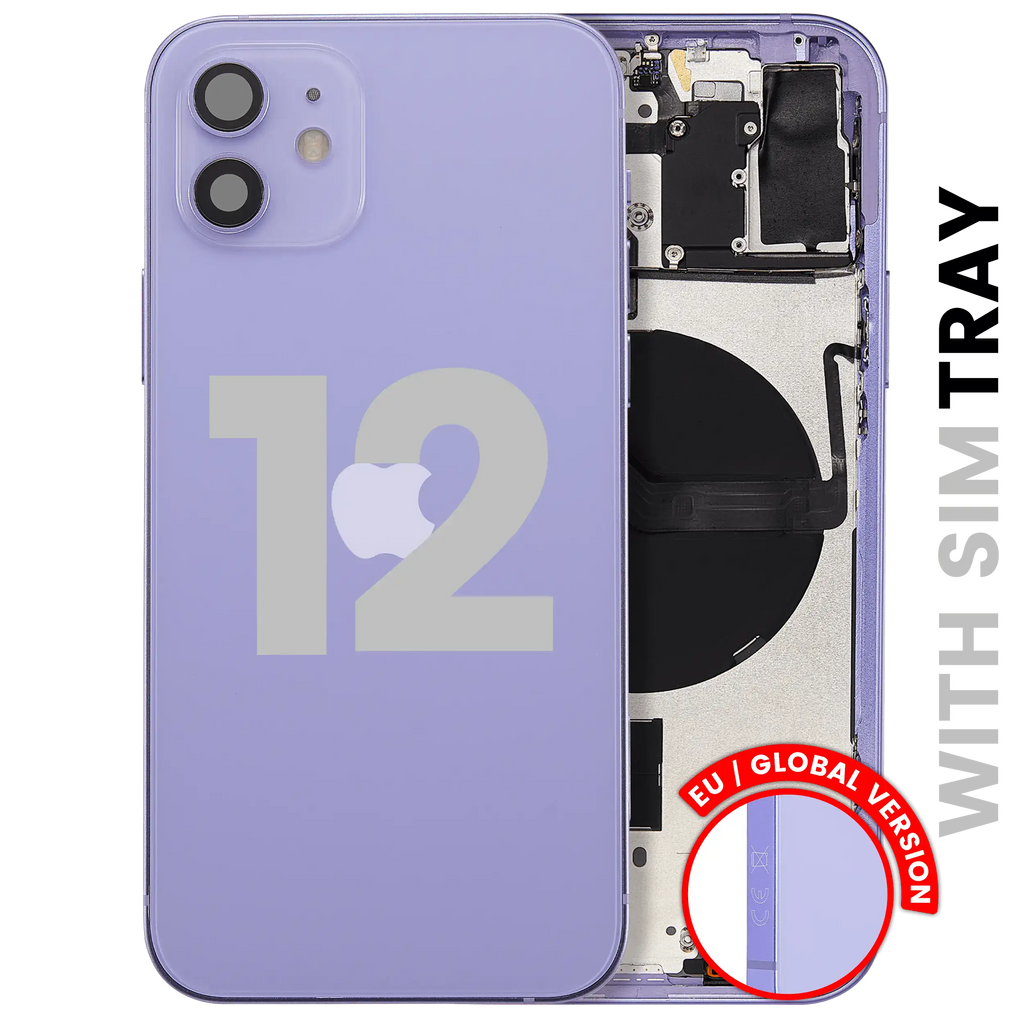 Backcover/Rahmen mit Small Parts für iPhone 12 (EU / Global Version) (gebrauchter OEM-Ausbau, Qualität A) (Lila)