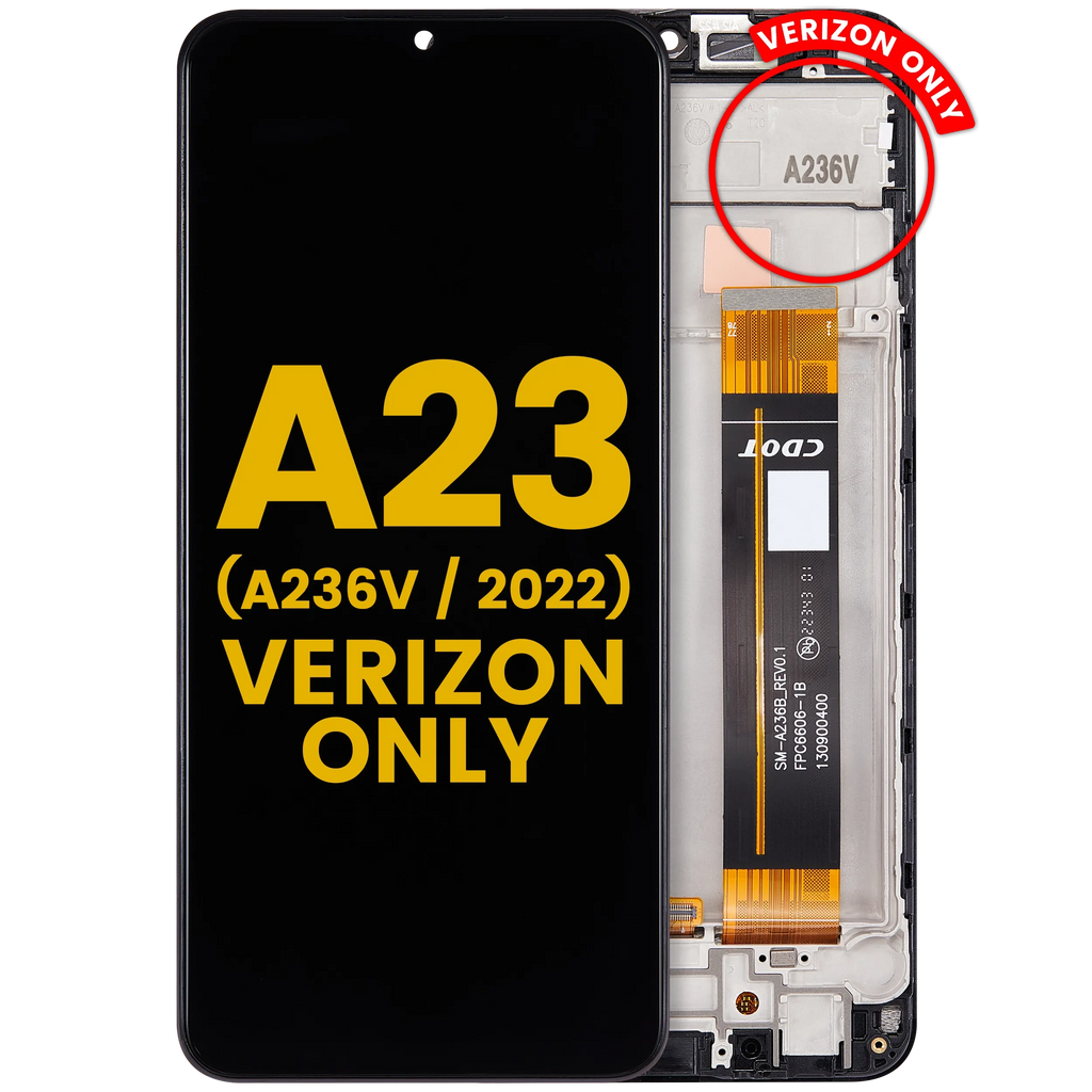 LCD-Display mit Rahmen für Samsung Galaxy A23 5G (A236V / 2022) (Verizon V Version) (gebrauchter OEM-Ausbau, Qualität B) (Alle Farben)