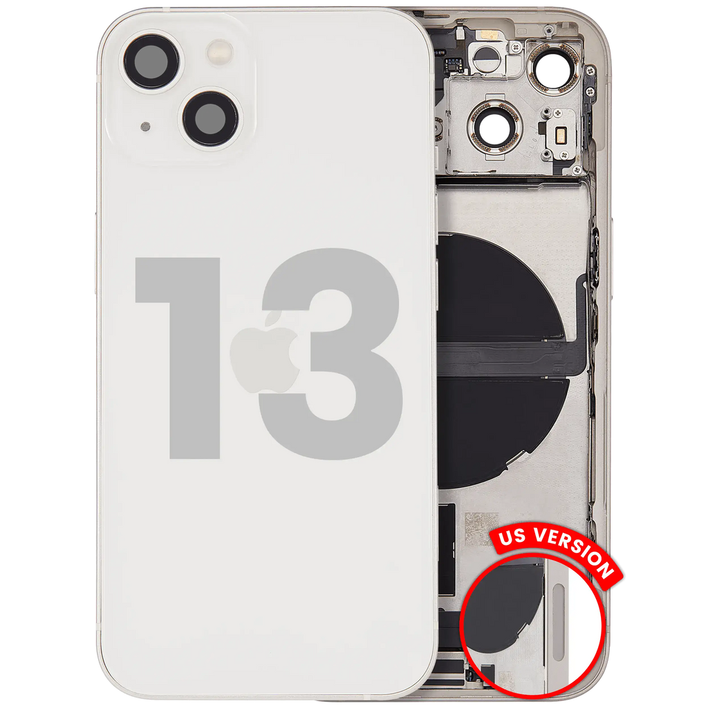 Backcover/Rahmen mit Ladebuchse Flex & Small Parts für iPhone 13 (US-Version) (gebrauchter OEM-Ausbau, Qualität A) (Starlight)