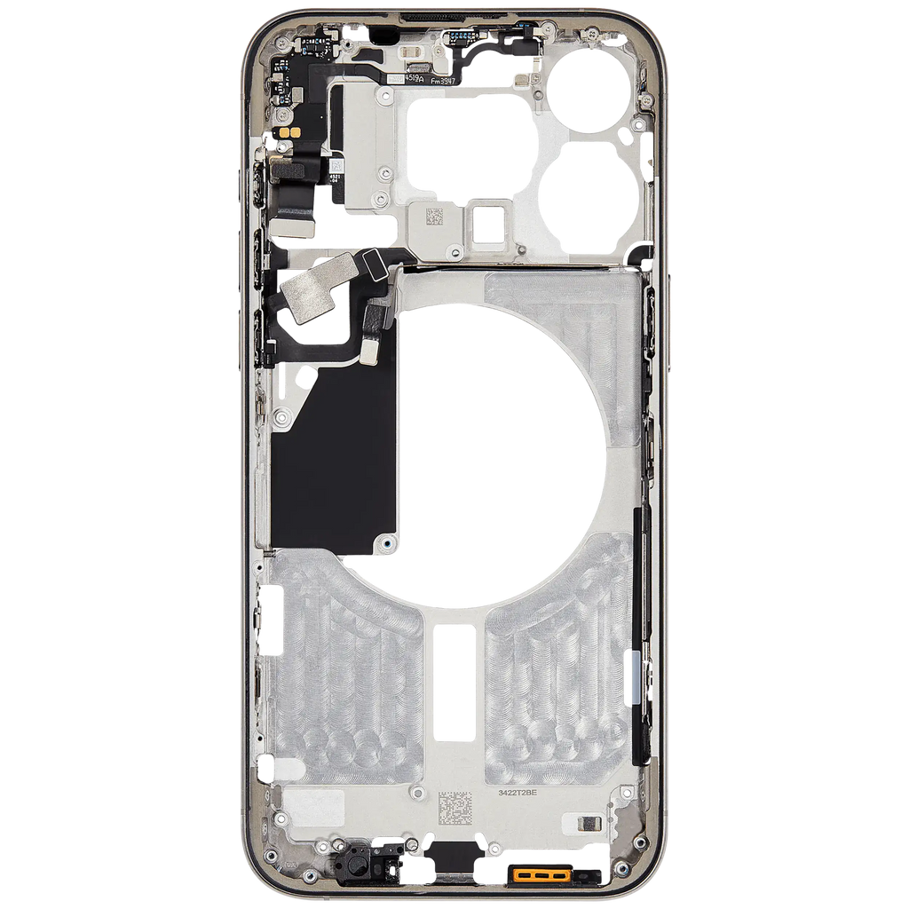 Midframe/Rahmen mit Small Parts für iPhone 15 Pro Max (EU / Global Version) (gebrauchter OEM-Ausbau, Qualität B) (Natural Titanium)