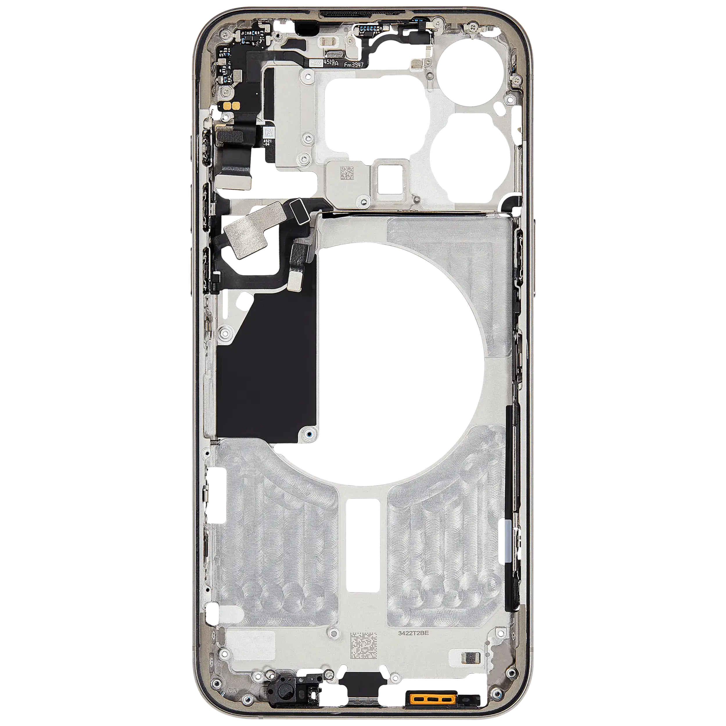Midframe/Rahmen mit Small Parts für iPhone 15 Pro Max (EU / Global Version) (gebrauchter OEM-Ausbau, Qualität B) (Natural Titanium)
