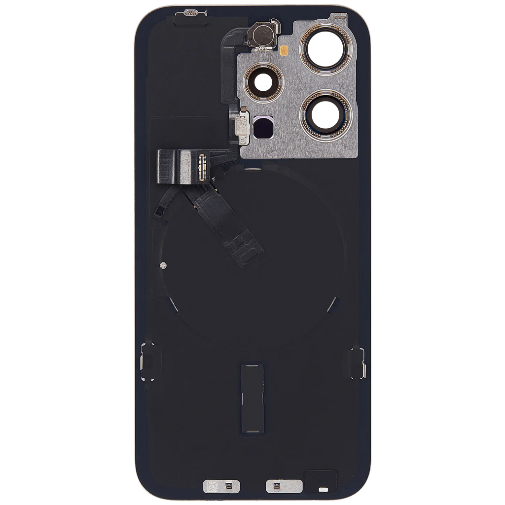 Backcover mit MagSafe Magnet & NFC & Blitz-Flexkabel für iPhone 15 Pro (gebrauchter OEM-Ausbau, Qualität B) (Natural Titanium)