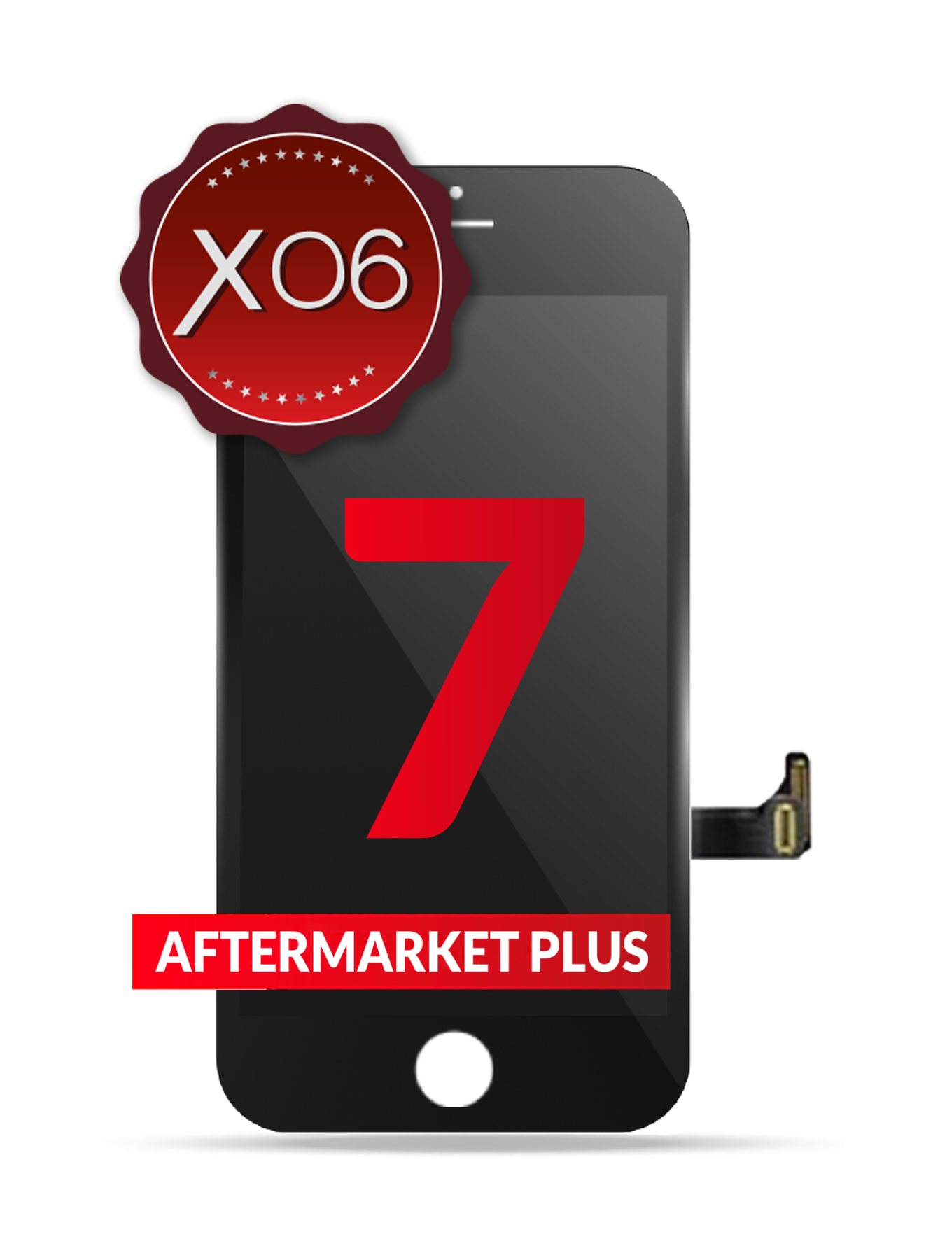 LCD-Display mit Stahlplatte für iPhone 7 (Aftermarket Plus Quality: XO6) (Schwarz)
