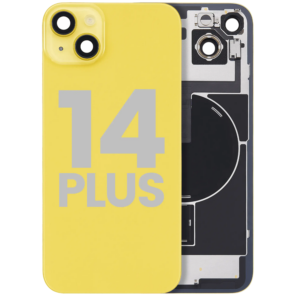Backcover mit MagSafe Magnet & NFC & Blitz-Flexkabel für iPhone 14 Plus (gebrauchter OEM-Ausbau, Qualität A) (Gelb)