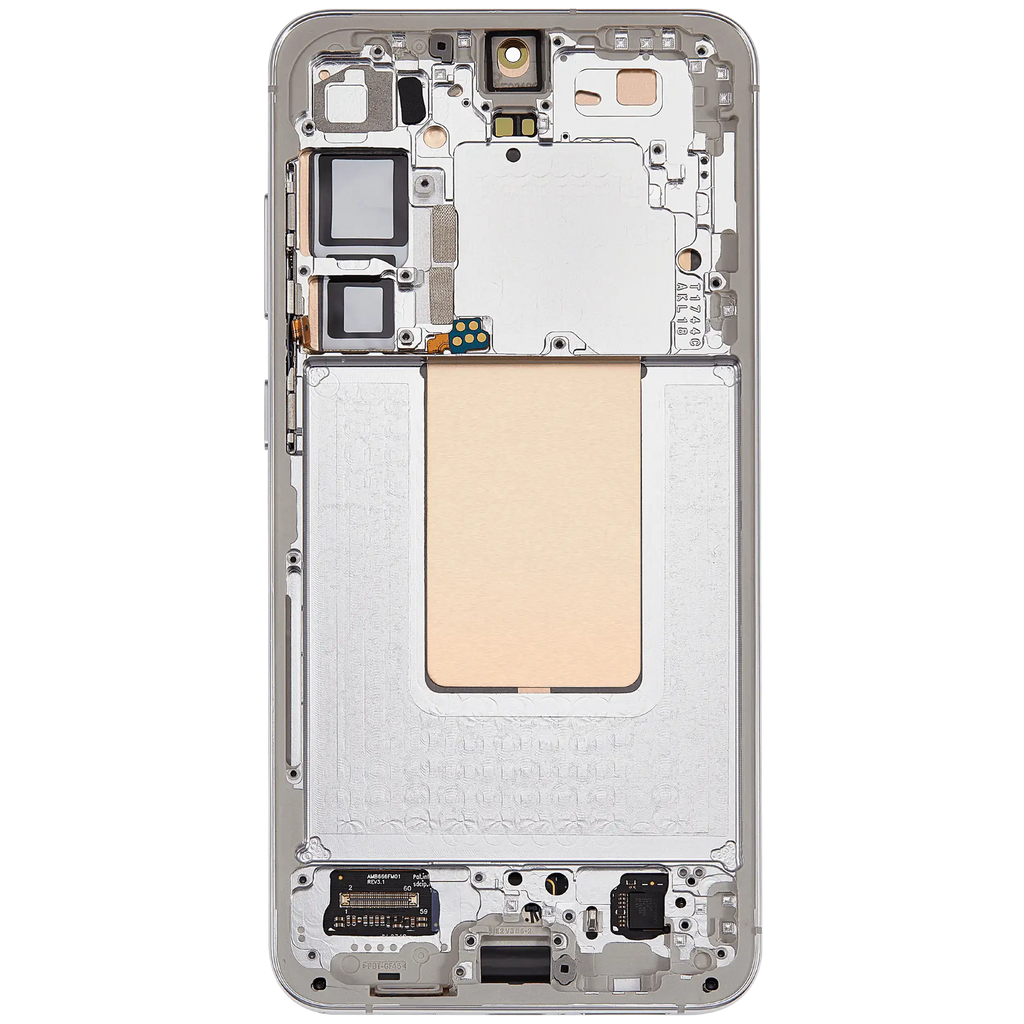 OLED-Display mit Rahmen für Samsung Galaxy S24 Plus 5G (US & Internationale Version) (gebrauchter OEM-Ausbau, Qualität B/C) (Marble Grey)
