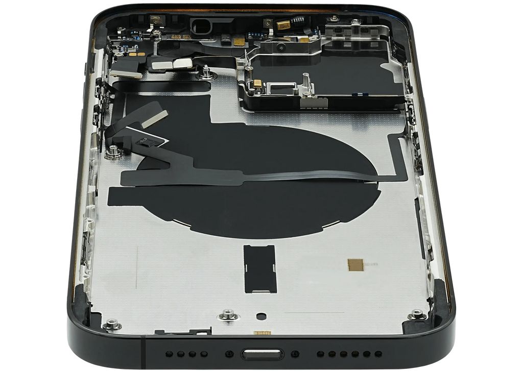 Backcover/Rahmen mit Small Parts für iPhone 14 Pro Max (EU / Global Version) (gebrauchter OEM-Ausbau, Qualität C) (Space Schwarz)