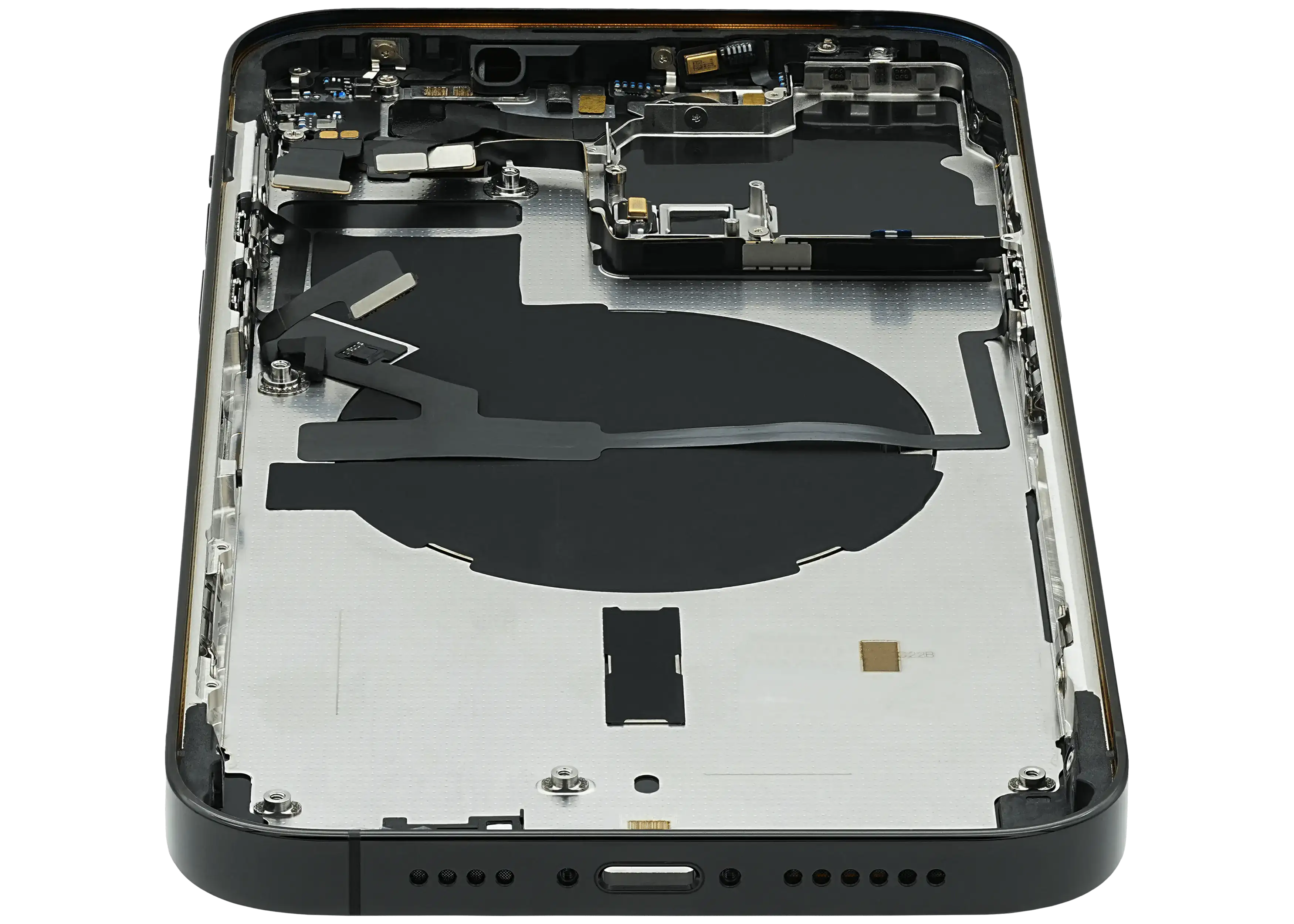 Backcover/Rahmen mit Small Parts für iPhone 14 Pro Max (EU / Global Version) (gebrauchter OEM-Ausbau, Qualität C) (Space Schwarz)