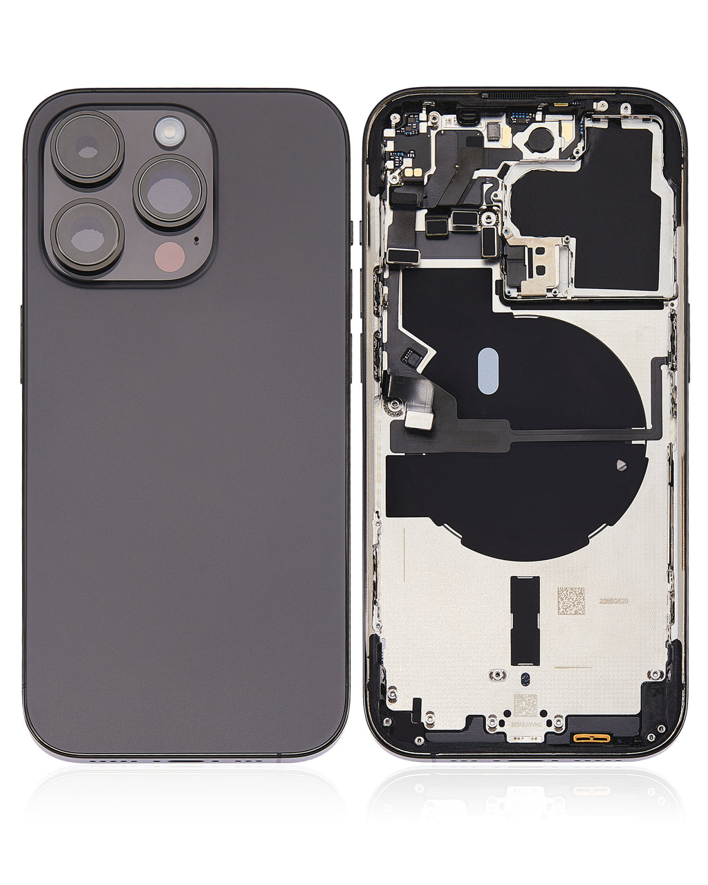 Backcover/Rahmen mit Small Parts für iPhone 14 Pro (US-Version) (gebrauchter OEM-Ausbau, Qualität A) (Space Schwarz)