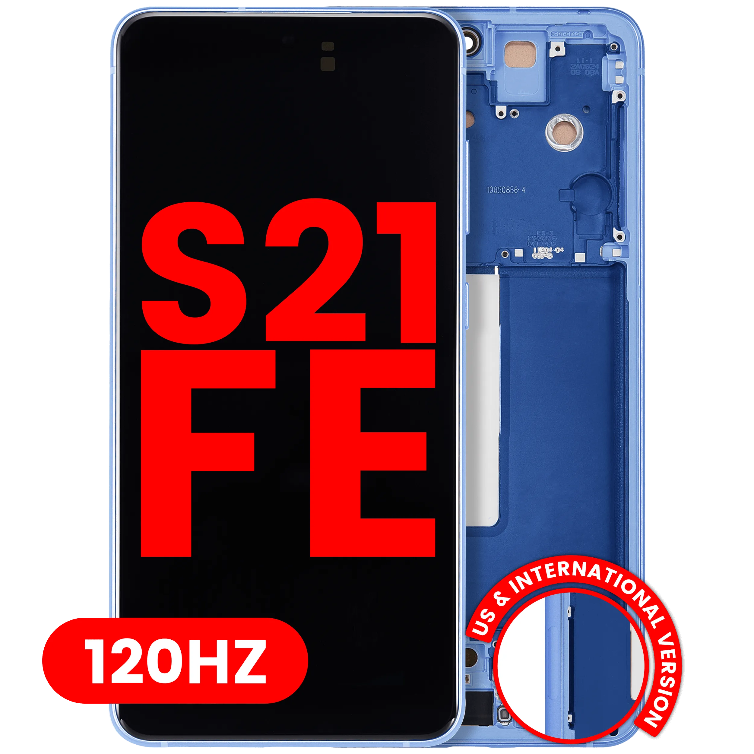 OLED-Display mit Rahmen für Samsung Galaxy S21 FE 5G (US & Internationale Version) (Aftermarket Plus) (120Hz) (Blau)