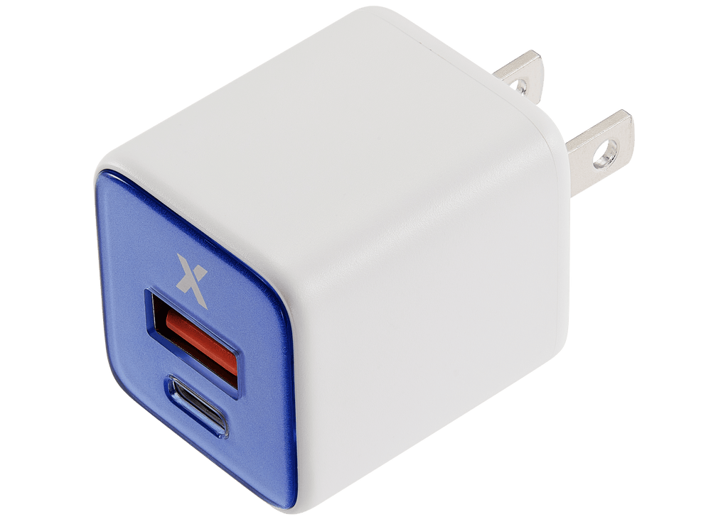 AmpSentrix Pro 30W 2-in-1 USB-C / USB-A GaN Wall Adapter (Ultramarine)