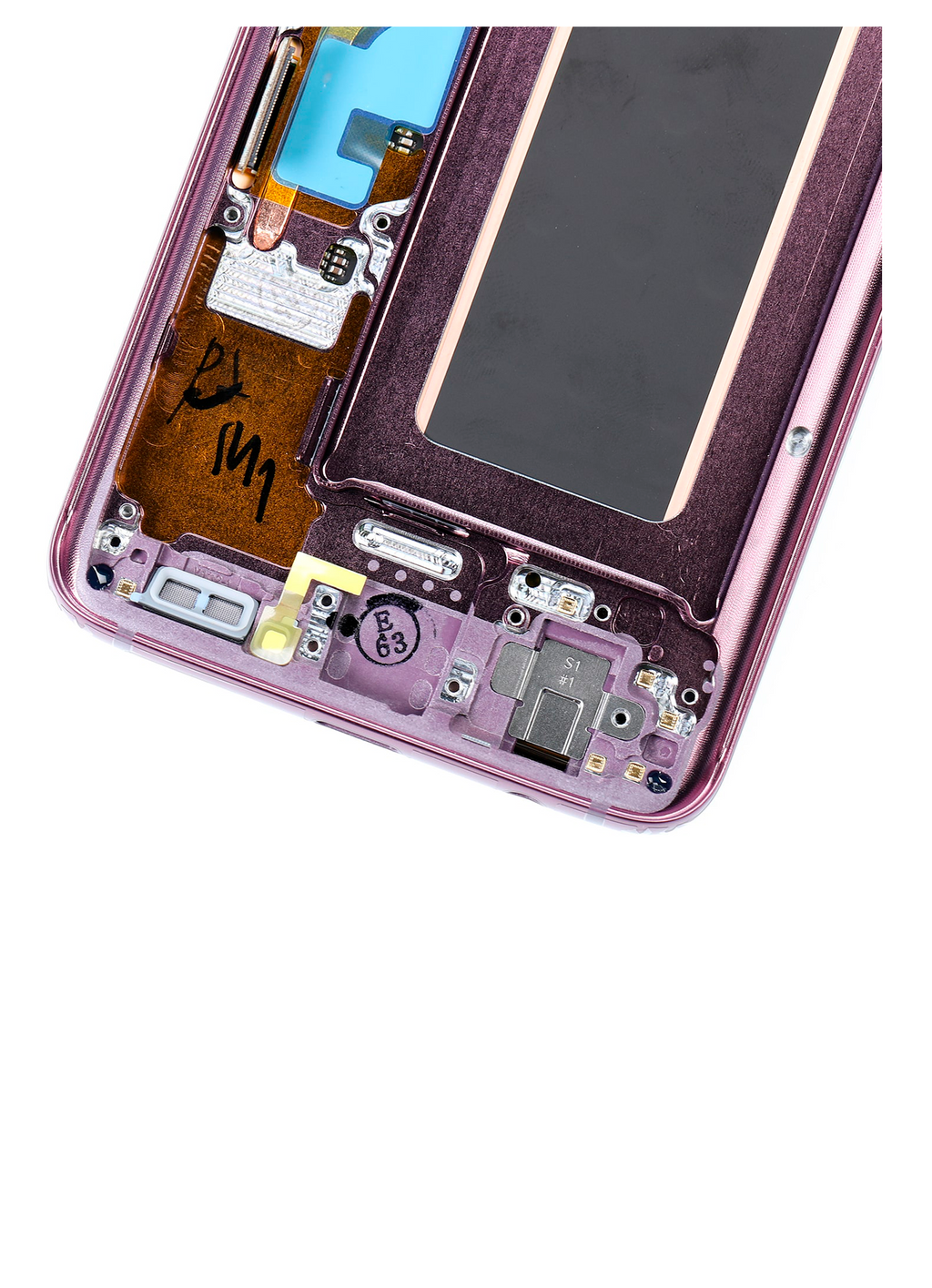 OLED-Display mit Rahmen für Samsung Galaxy S9 (gebrauchter OEM-Ausbau, Qualität A) (Lilac Purple)