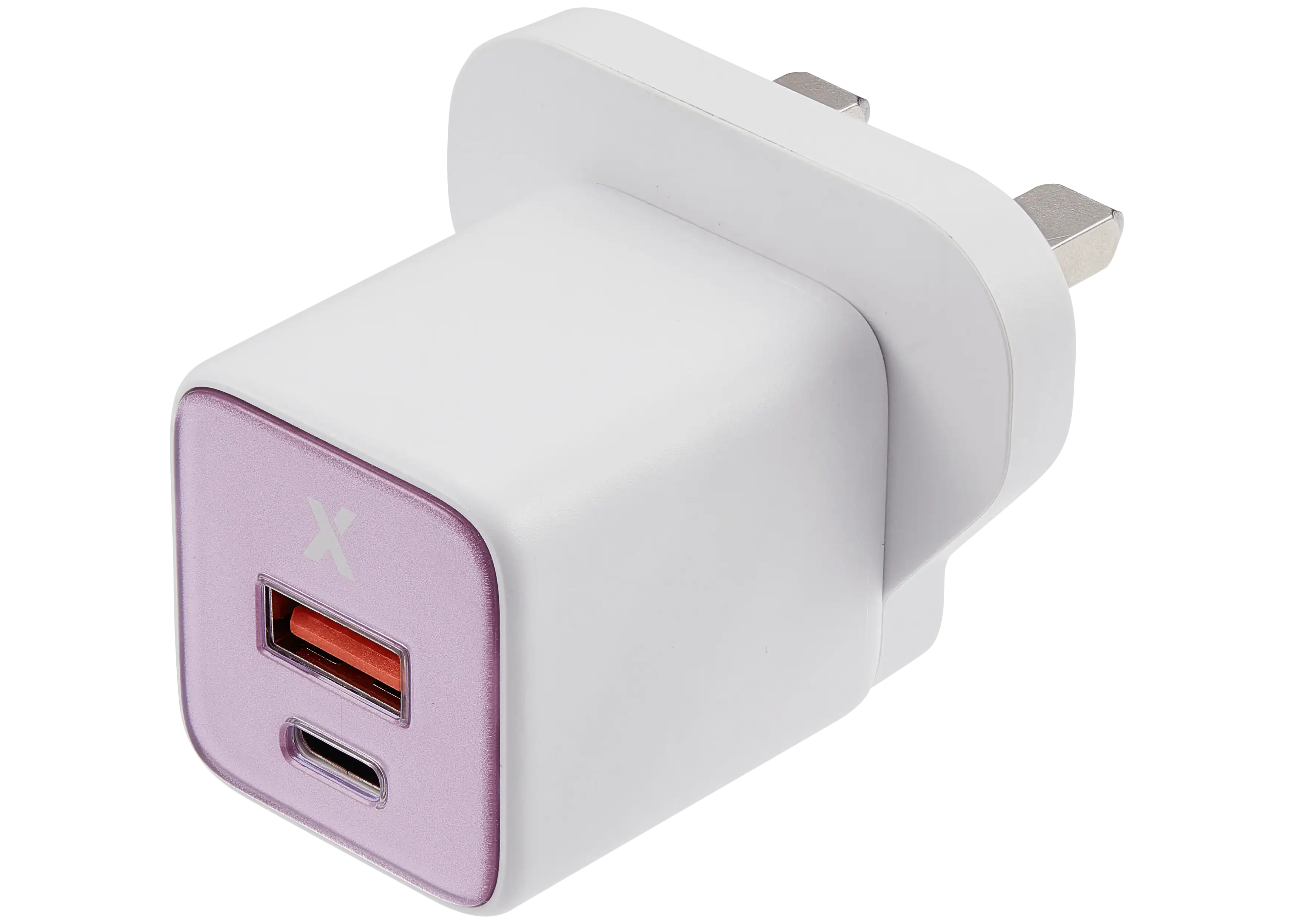 AmpSentrix 30W 2-in-1 USB-C / USB-A Wall Adapter (220V / UK Plug) (Pink)