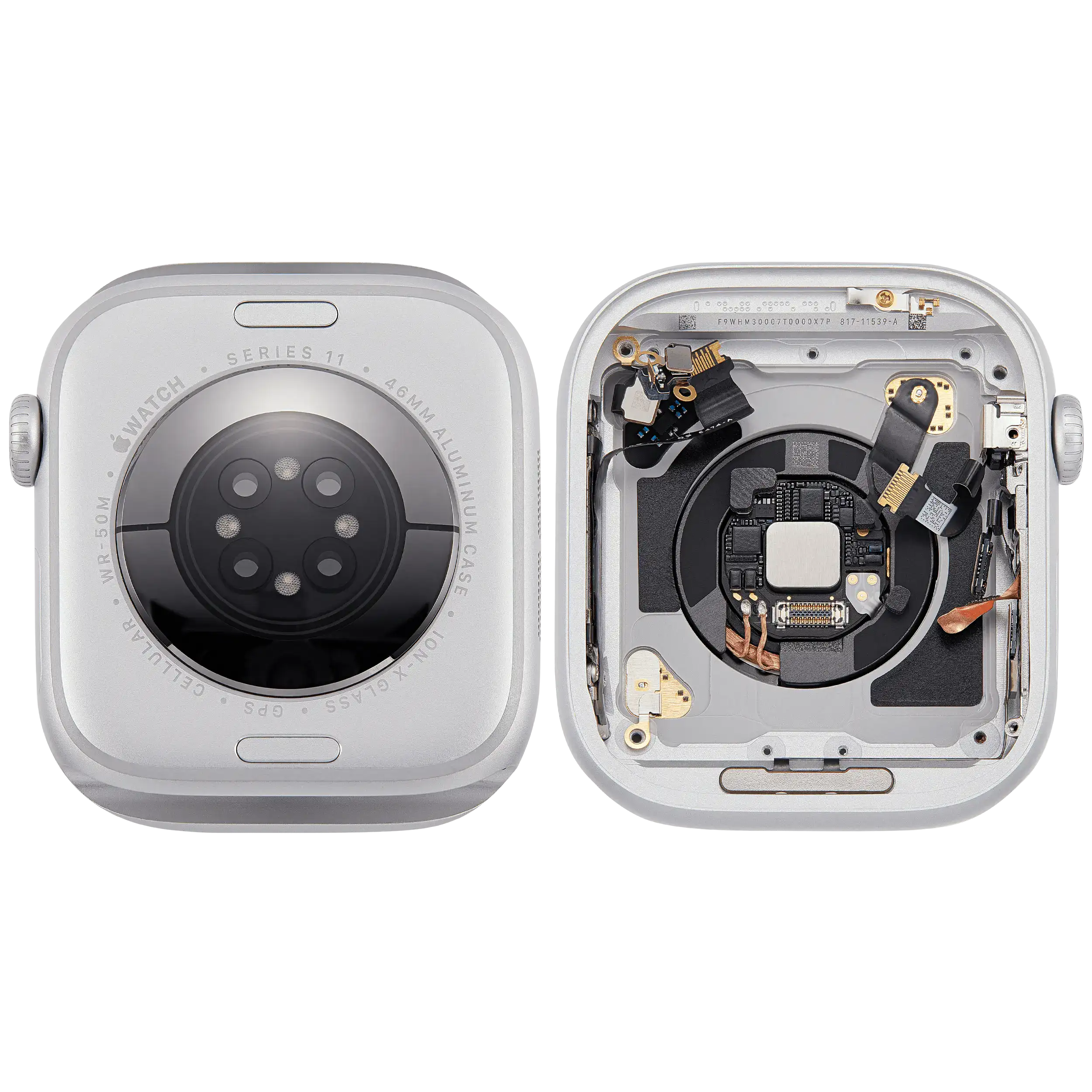 Backcover/Rahmen für Watch Series 11 (46MM) (gebrauchter OEM-Ausbau, Qualität A) (Cellular Version) (Aluminum / Silver)