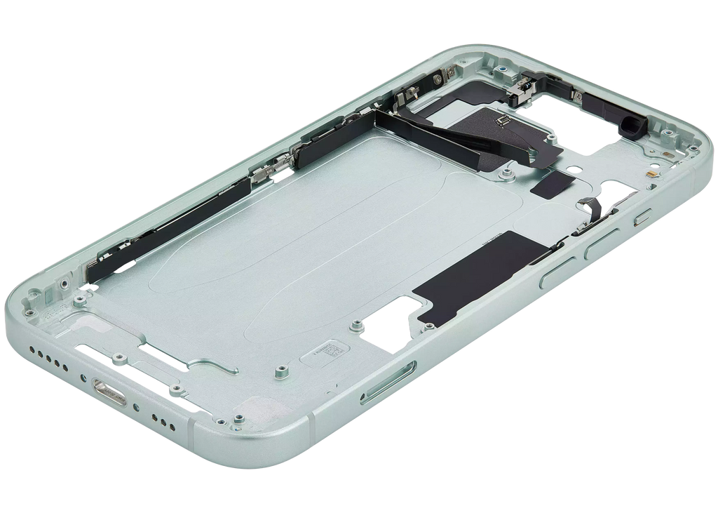 Midframe/Rahmen mit Small Parts für iPhone 15 (EU / Global Version) (gebrauchter OEM-Ausbau, Qualität A) (Grün)