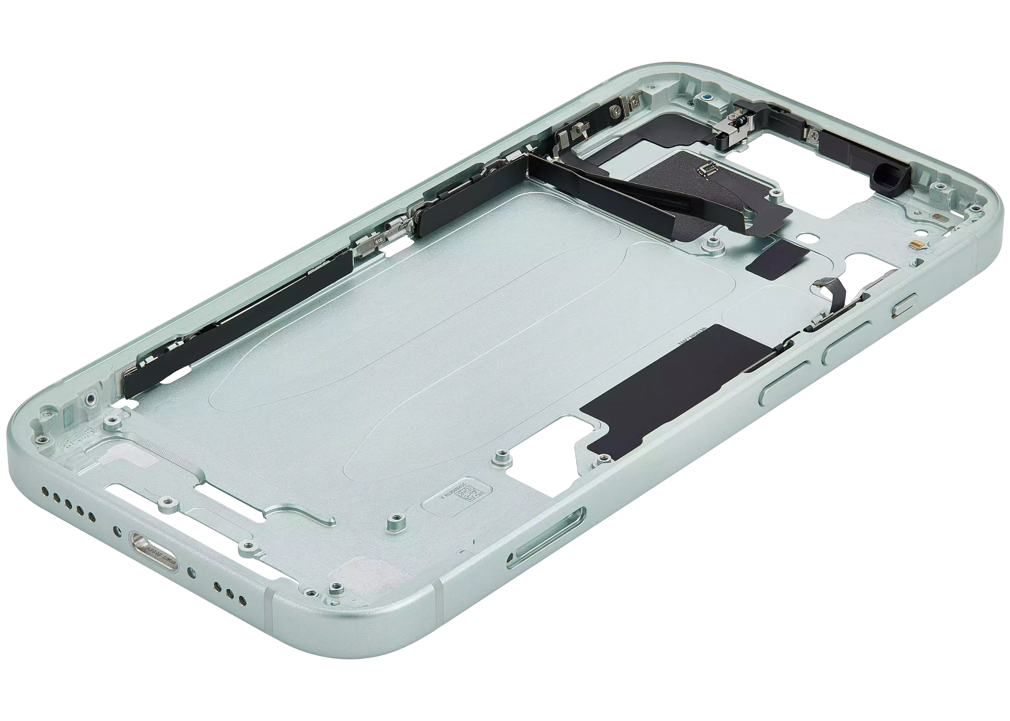 Midframe/Rahmen mit Small Parts für iPhone 15 (EU / Global Version) (gebrauchter OEM-Ausbau, Qualität A) (Grün)