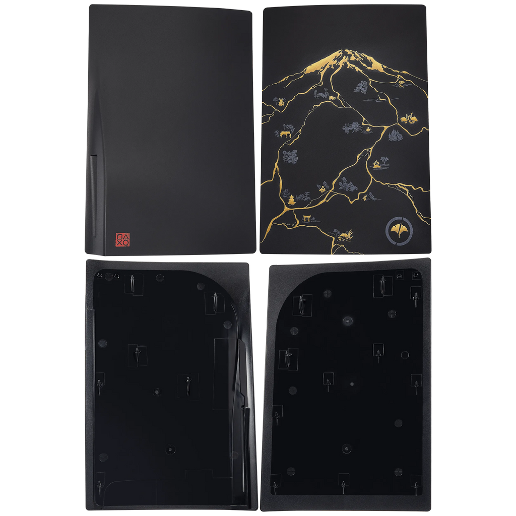 Faceplate Cover (Top & Bottom) für PlayStation 5 (1000 / 1100 / 1200) (Ghost Of Yotei) (Golden Black)