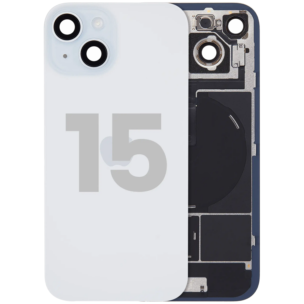 Backcover mit MagSafe Magnet & NFC & Blitz-Flexkabel für iPhone 15 (gebrauchter OEM-Ausbau, Qualität B) (Blau)