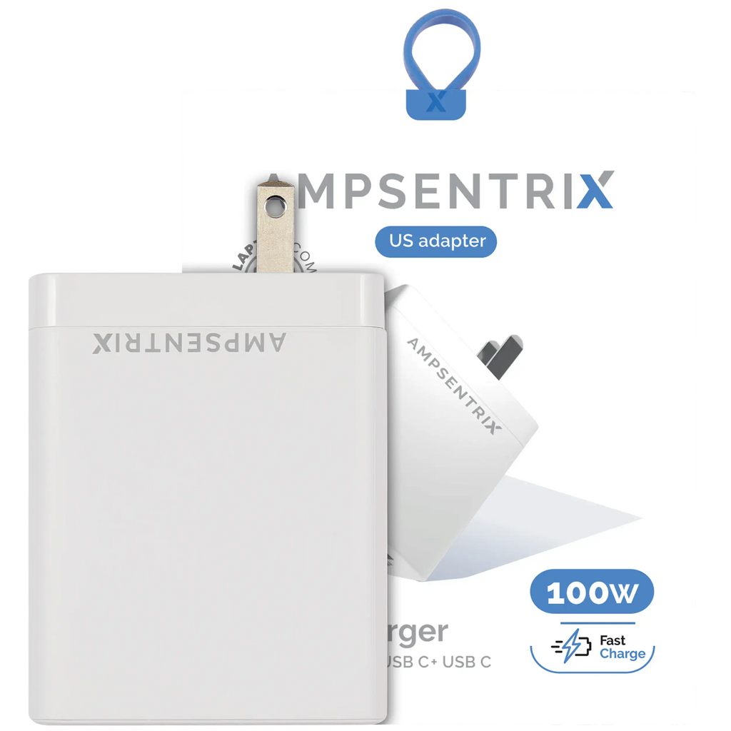Ampsentrix Wandadapter 100W mit 4 USB-Steckplätzen (USB-C & USB-A)