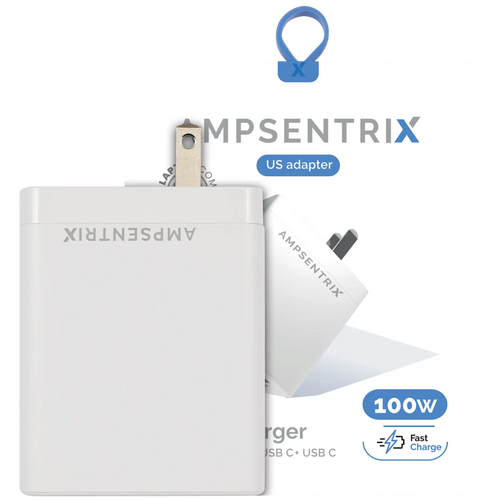 Ampsentrix 100W Wall Adapter with 4 USB Slots (USB-C & USB-A)