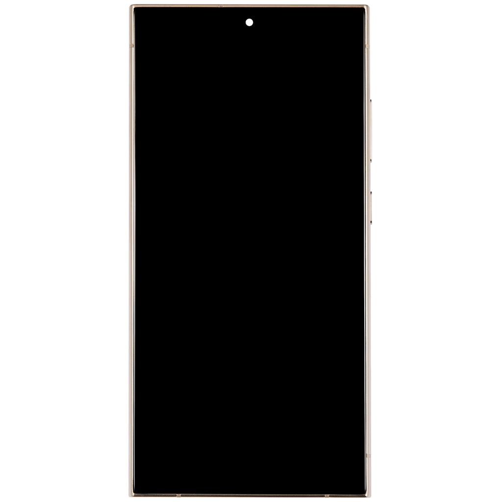 OLED-Display mit Rahmen für Samsung Galaxy S24 Ultra (US & Internationale Version) (Aftermarket Pro) (120Hz) (Titanium Gelb)