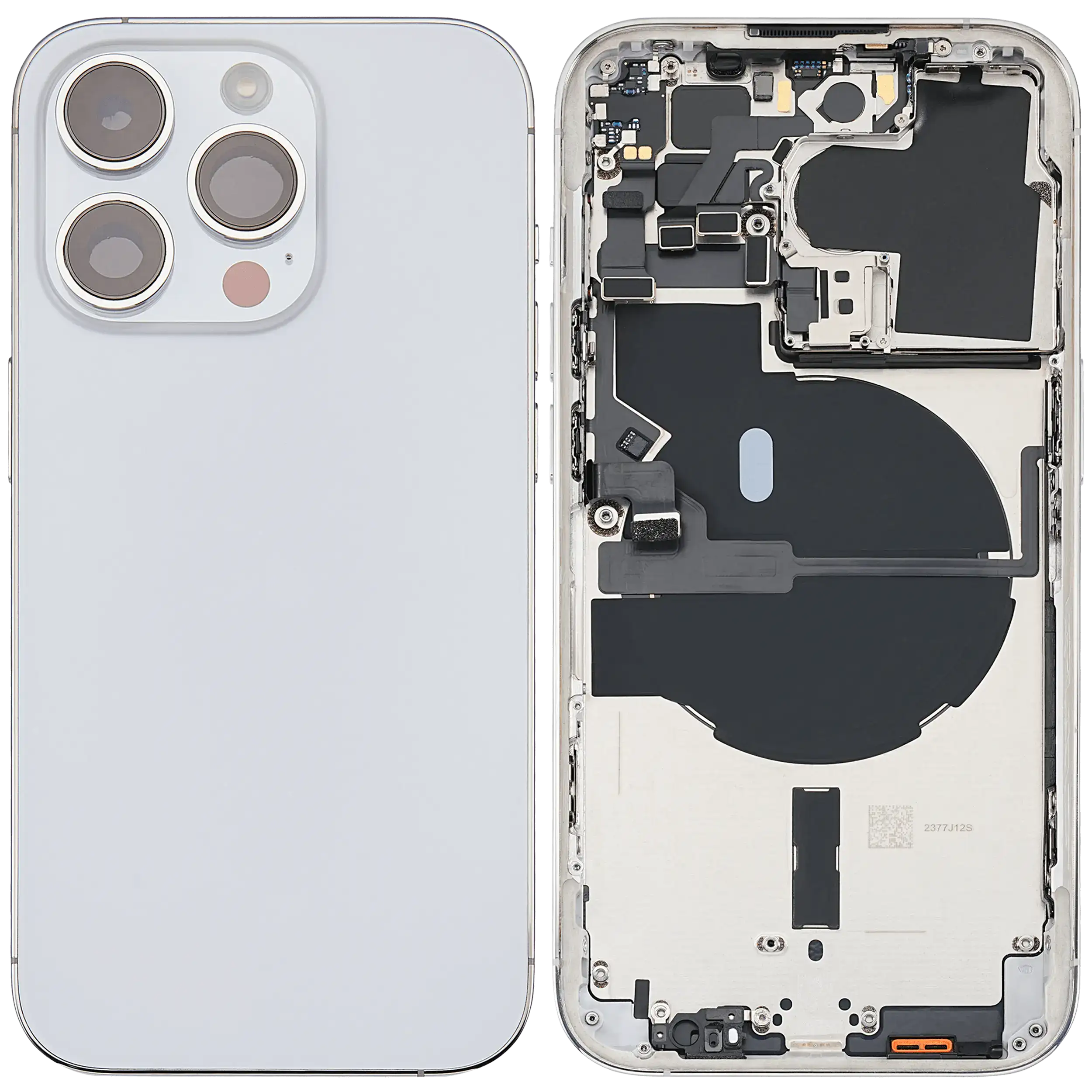 Backcover/Rahmen mit Small Parts für iPhone 14 Pro (EU / Global Version) (gebrauchter OEM-Ausbau, Qualität B) (Silber)