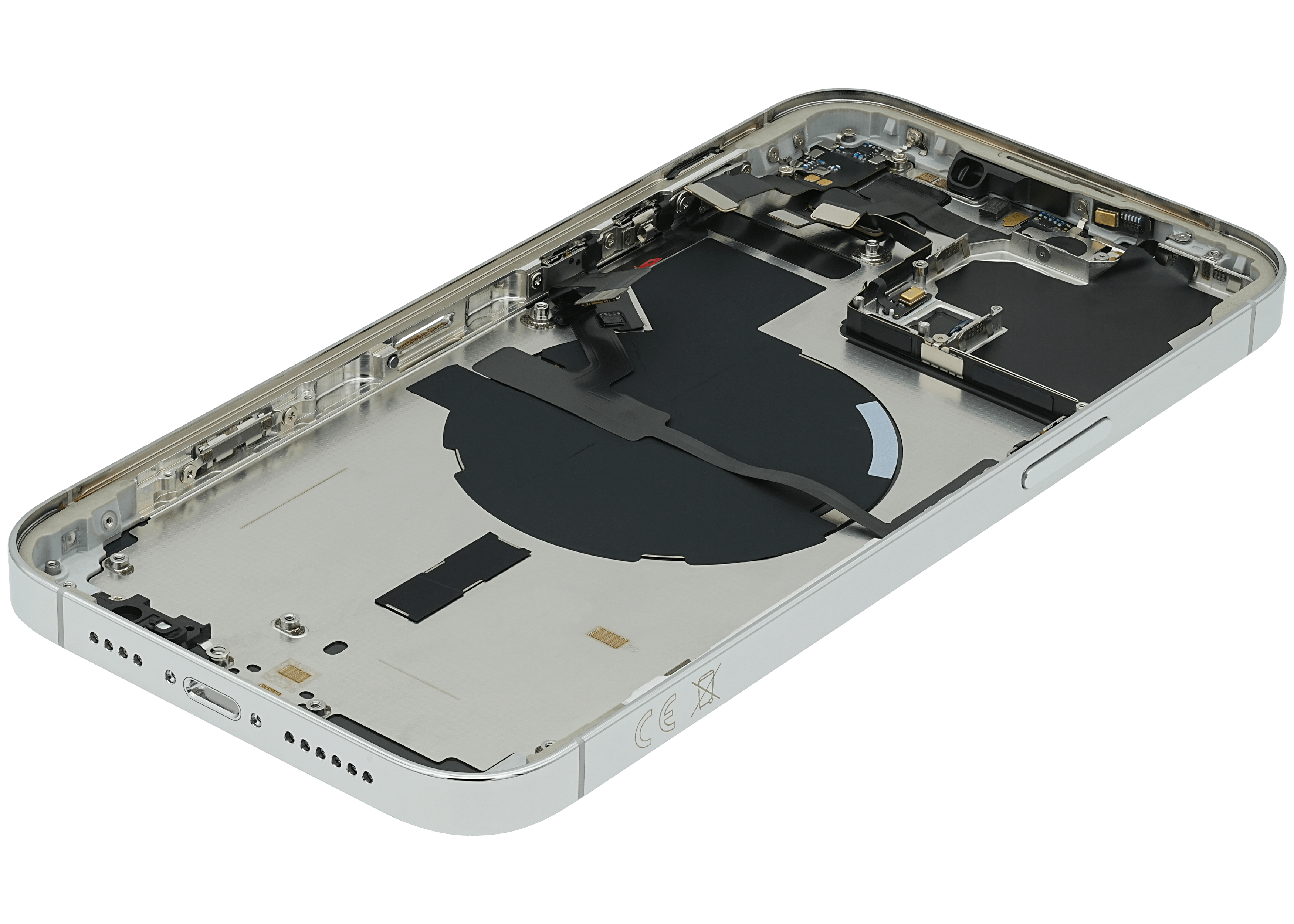 Backcover/Rahmen mit Small Parts für iPhone 14 Pro Max (EU / Global Version) (gebrauchter OEM-Ausbau, Qualität A) (Silber)
