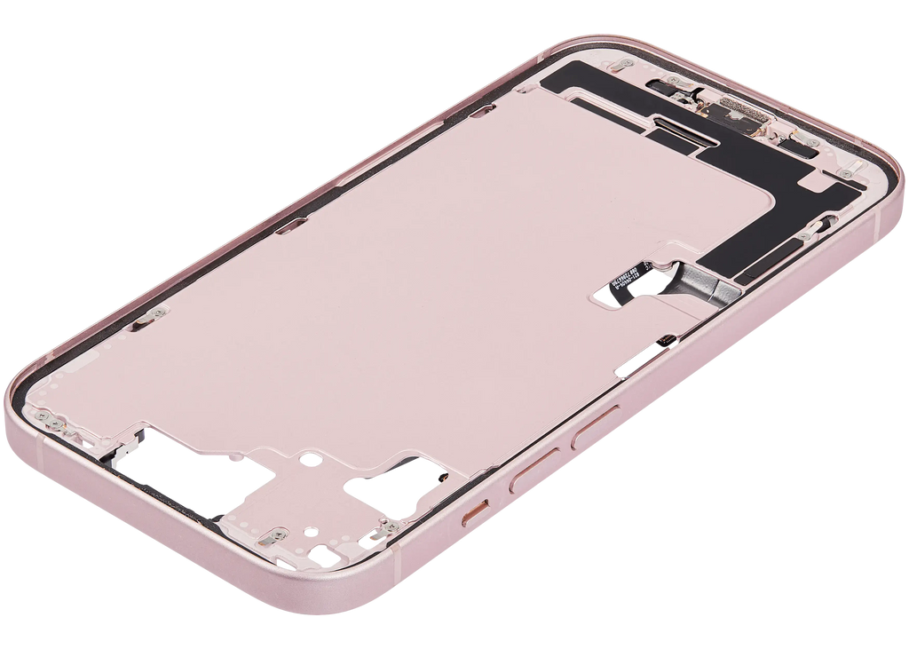 Midframe/Rahmen mit Ladebuchse Flex & Small Parts für iPhone 15 (US-Version) (gebrauchter OEM-Ausbau, Qualität C) (Pink)