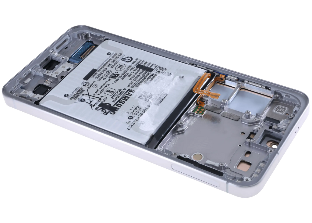 OLED-Display mit Rahmen für Samsung Galaxy S25 5G (US & Internationale Version) (gebrauchter OEM-Ausbau, Qualität B) (Silver Shadow)
