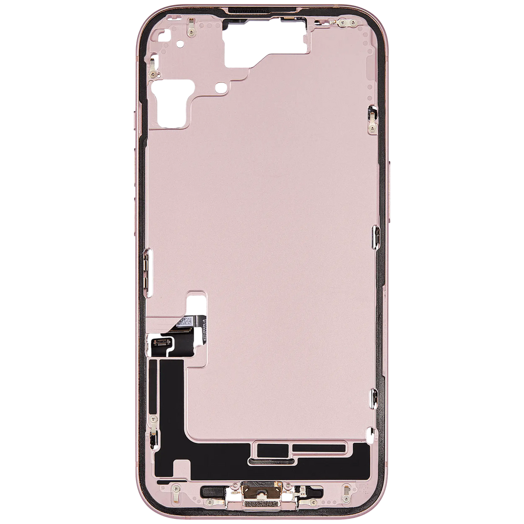Midframe/Rahmen mit Ladebuchse Flex & Small Parts für iPhone 15 (US-Version) (gebrauchter OEM-Ausbau, Qualität C) (Pink)