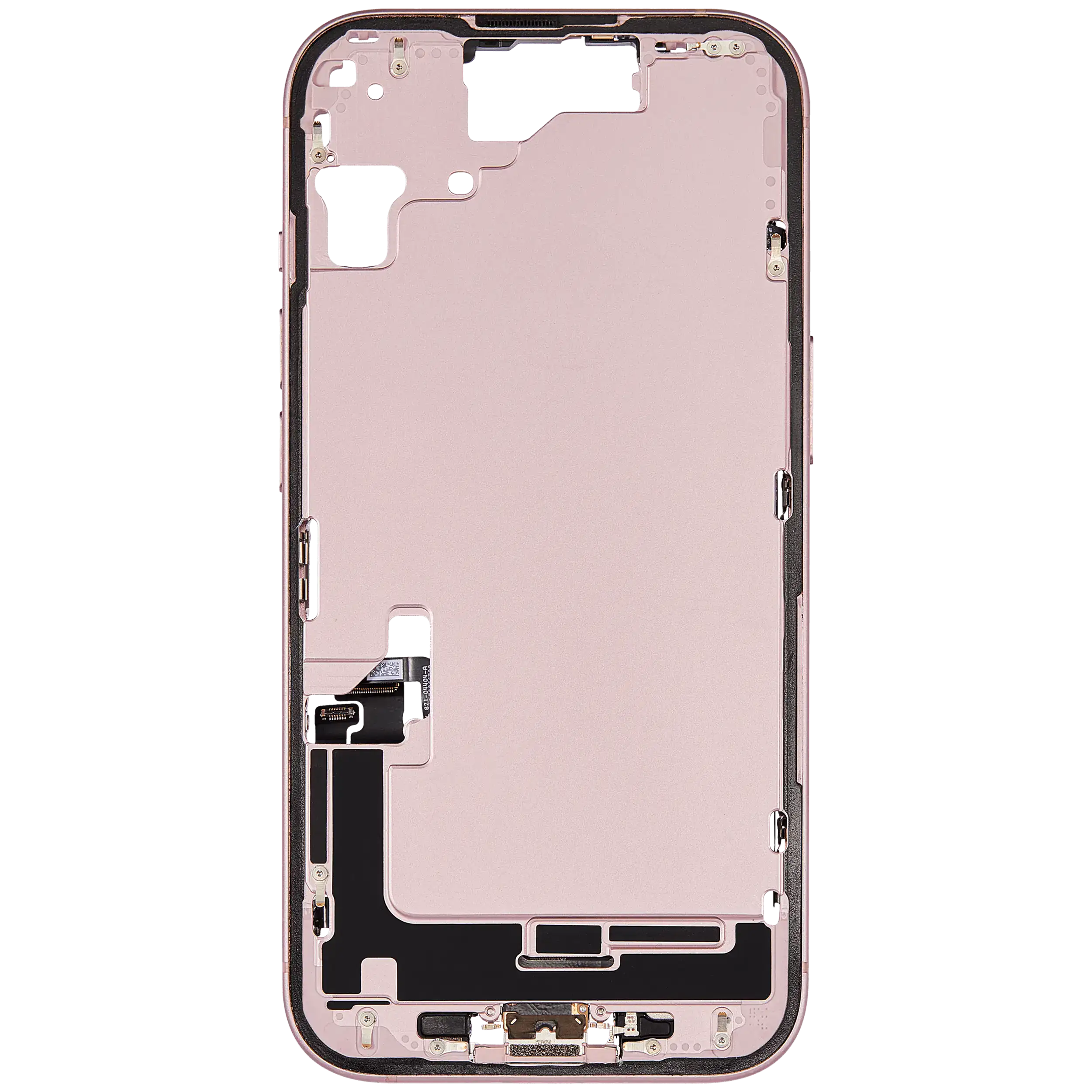 Midframe/Rahmen mit Ladebuchse Flex & Small Parts für iPhone 15 (US-Version) (gebrauchter OEM-Ausbau, Qualität C) (Pink)