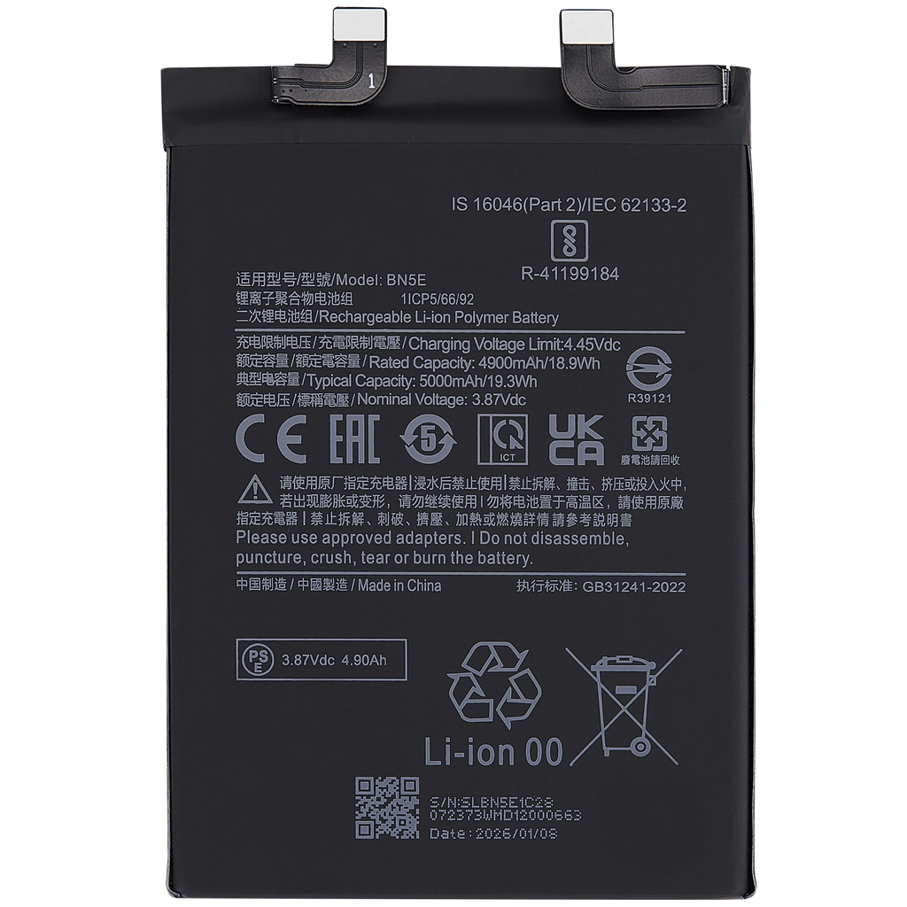 Replacement Akku für Xiaomi Poco X4 Pro 5G / Xiaomi Redmi Note 11 Pro 5G / Redmi Note 12 Pro 4G / Redmi Note 11E Pro(BN5E)