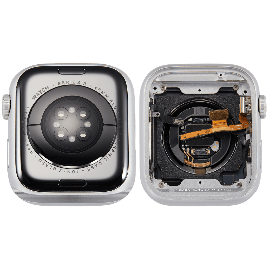 Backcover/Rahmen Compatible für Watch Series 9 (45MM) (gebrauchter OEM-Ausbau, Qualität A) (GPS Version) (Aluminum / Silver)