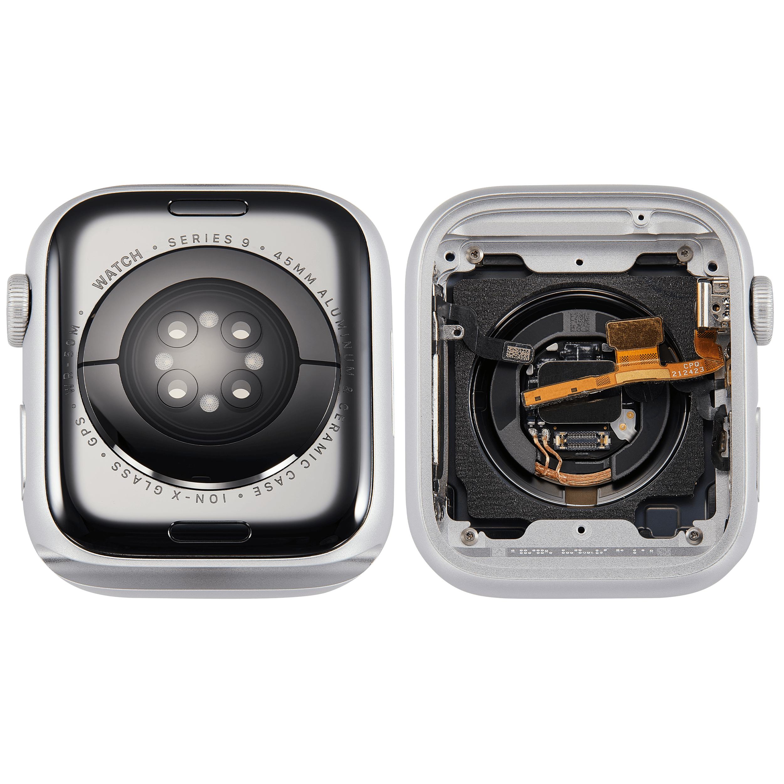 Backcover/Rahmen Compatible für Watch Series 9 (45MM) (gebrauchter OEM-Ausbau, Qualität A) (GPS Version) (Aluminum / Silver)