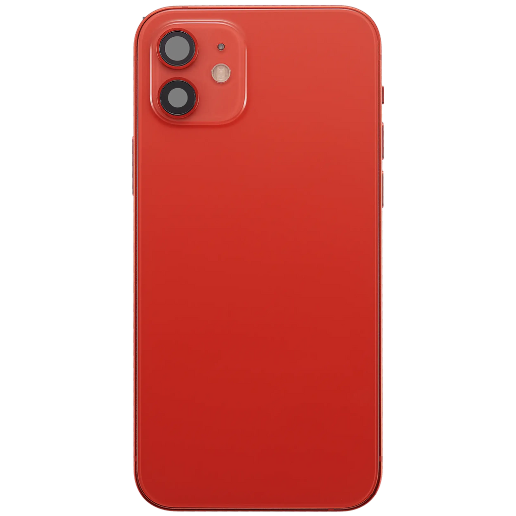 Backcover/Rahmen mit Ladebuchse Flex & Small Parts für iPhone 12 (EU / Global Version) (gebrauchter OEM-Ausbau, Qualität B) (Rot)