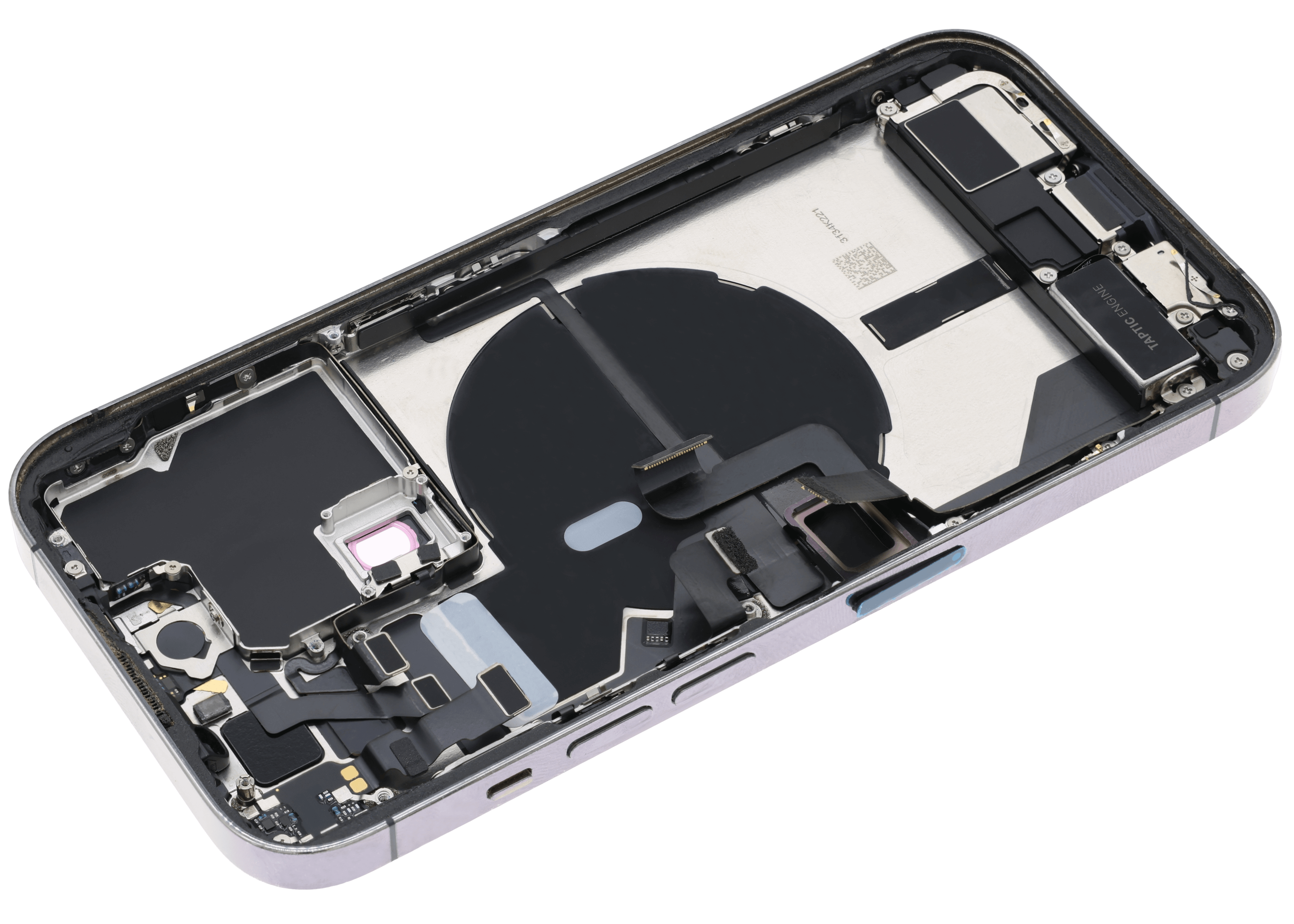 Backcover/Rahmen mit Ladebuchse Flex & Small Parts für iPhone 14 Pro (EU / Global Version) (gebrauchter OEM-Ausbau, Qualität A) (Deep Purple)