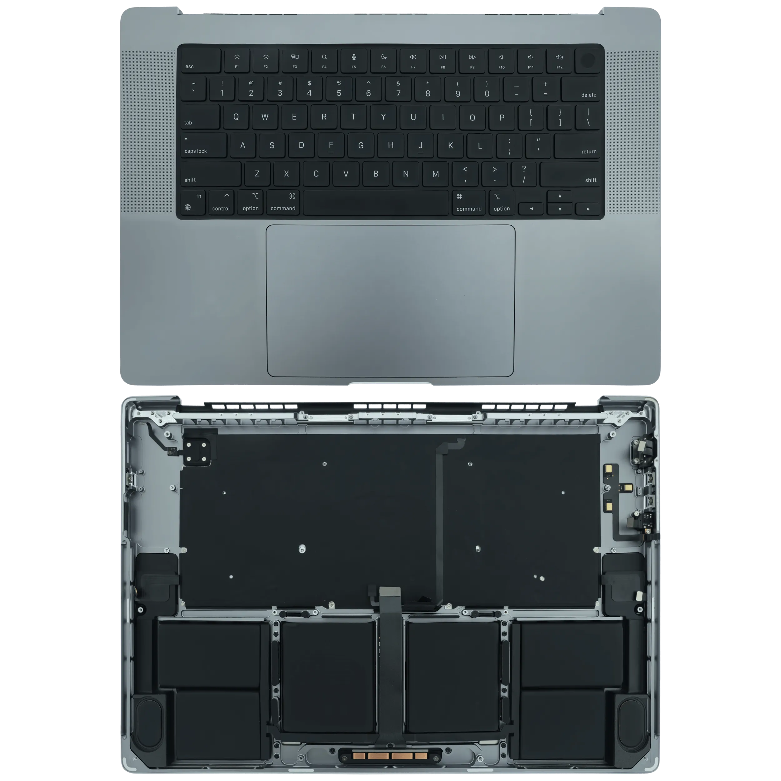 Top Case mit Akku and Keyboard (ANSI US) für MacBook Pro 16" A2485 (2021) / A2780 (2023) (gebrauchter OEM-Ausbau, Qualität B) (Space Grau)