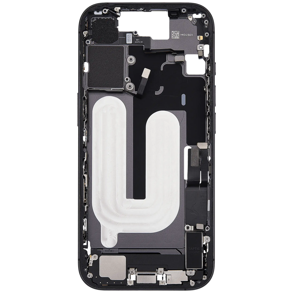 Midframe/Rahmen mit Ladebuchse Flex & Small Parts für iPhone 17 (EU / Global Version) (gebrauchter OEM-Ausbau, Qualität A) (Schwarz)