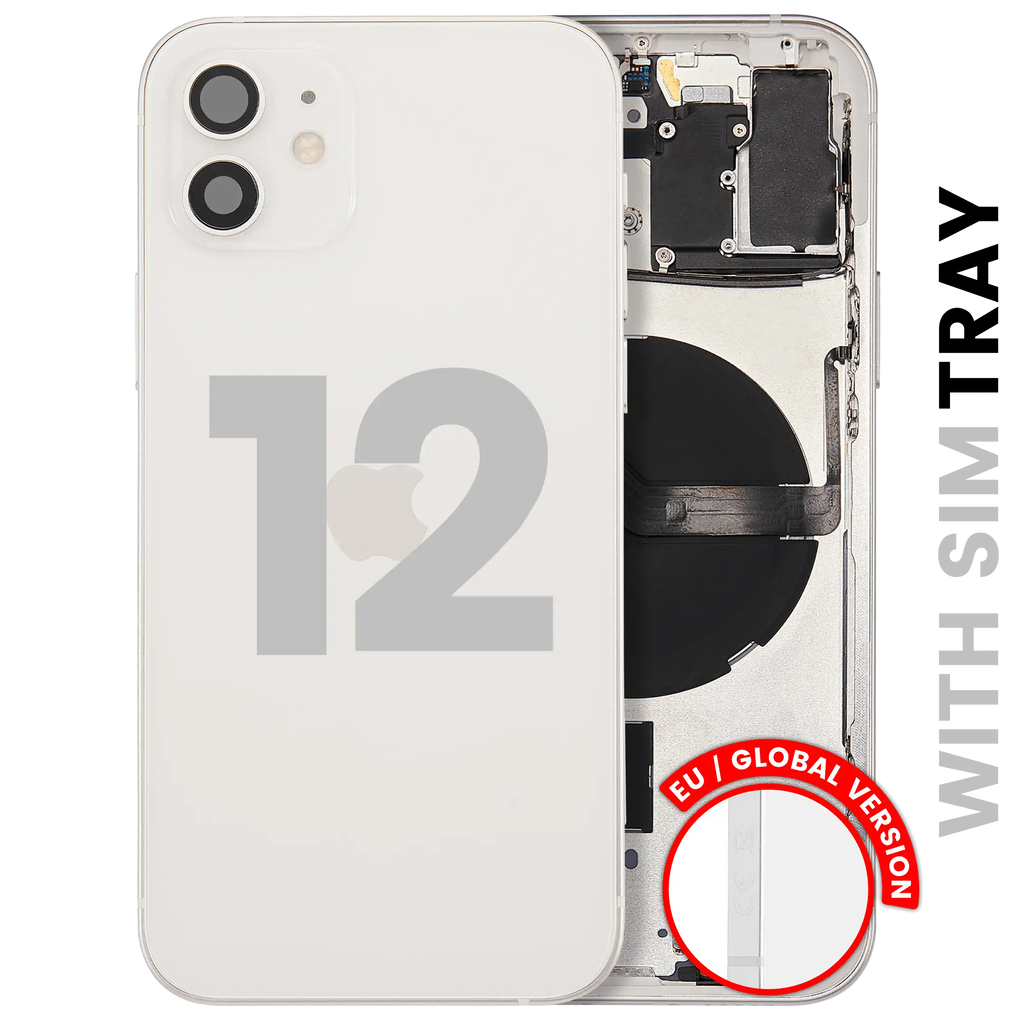 Backcover/Rahmen mit Small Parts für iPhone 12 (EU / Global Version) (gebrauchter OEM-Ausbau, Qualität A) (Weiß)