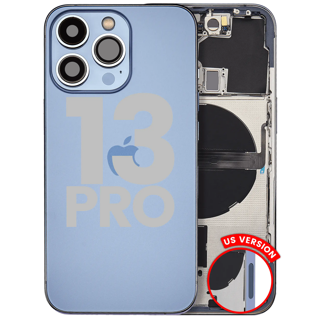 Backcover/Rahmen mit Small Parts für iPhone 13 Pro (US-Version) (gebrauchter OEM-Ausbau, Qualität A) (Sierra Blau)