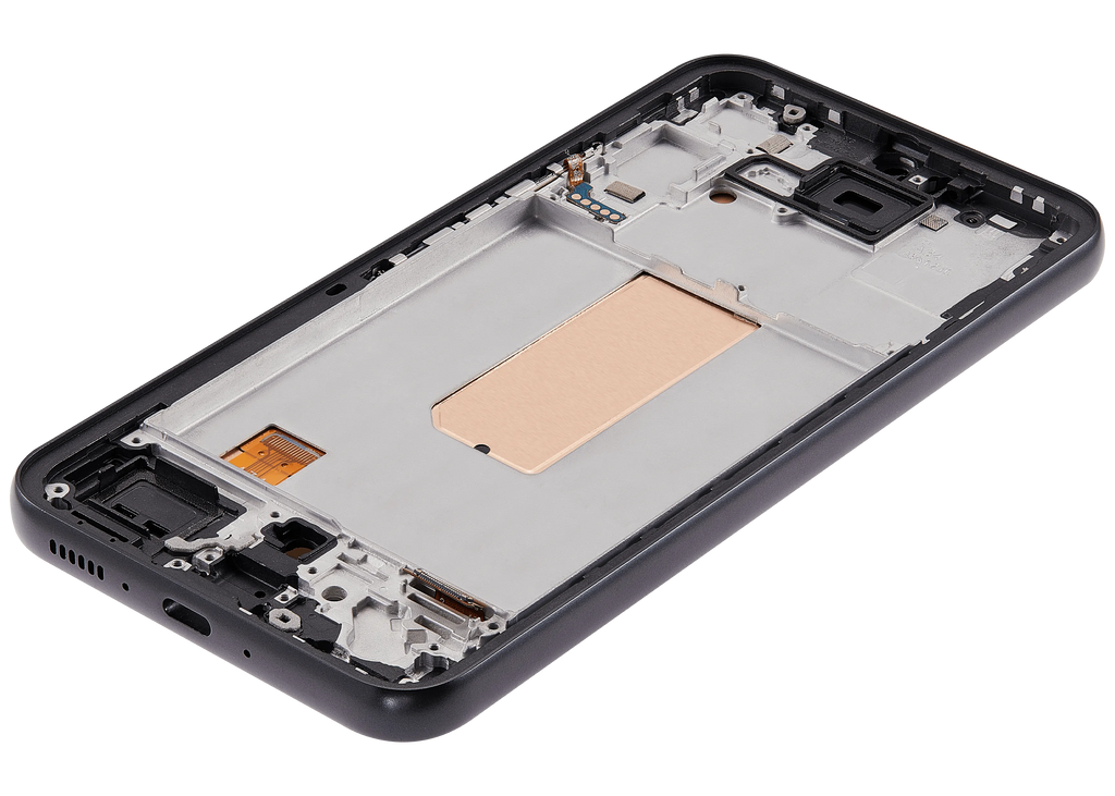 OLED-Display mit Rahmen für Samsung Galaxy A34 5G (A346 / 2023) (6.46") (Aftermarket Plus) (Graphite)