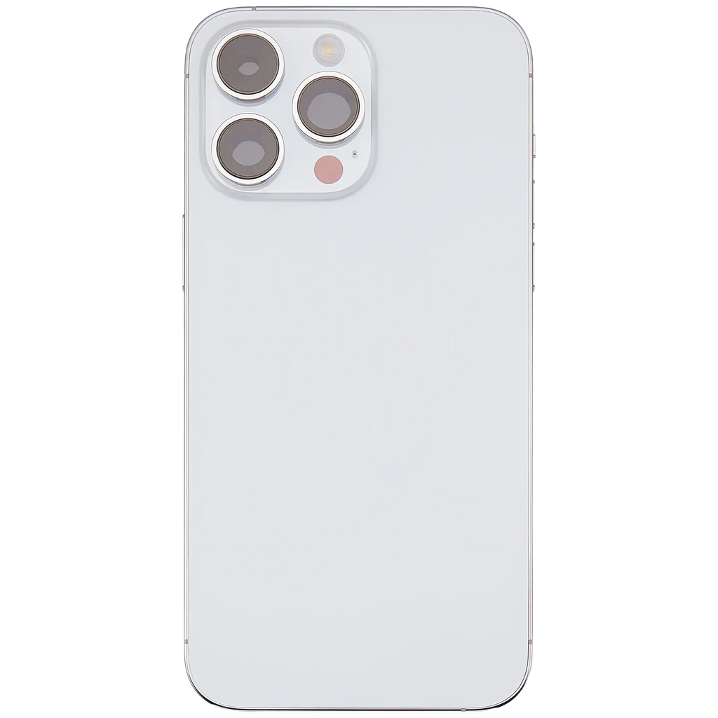 Backcover/Rahmen mit Small Parts für iPhone 14 Pro Max (EU / Global Version) (gebrauchter OEM-Ausbau, Qualität C) (Silber)