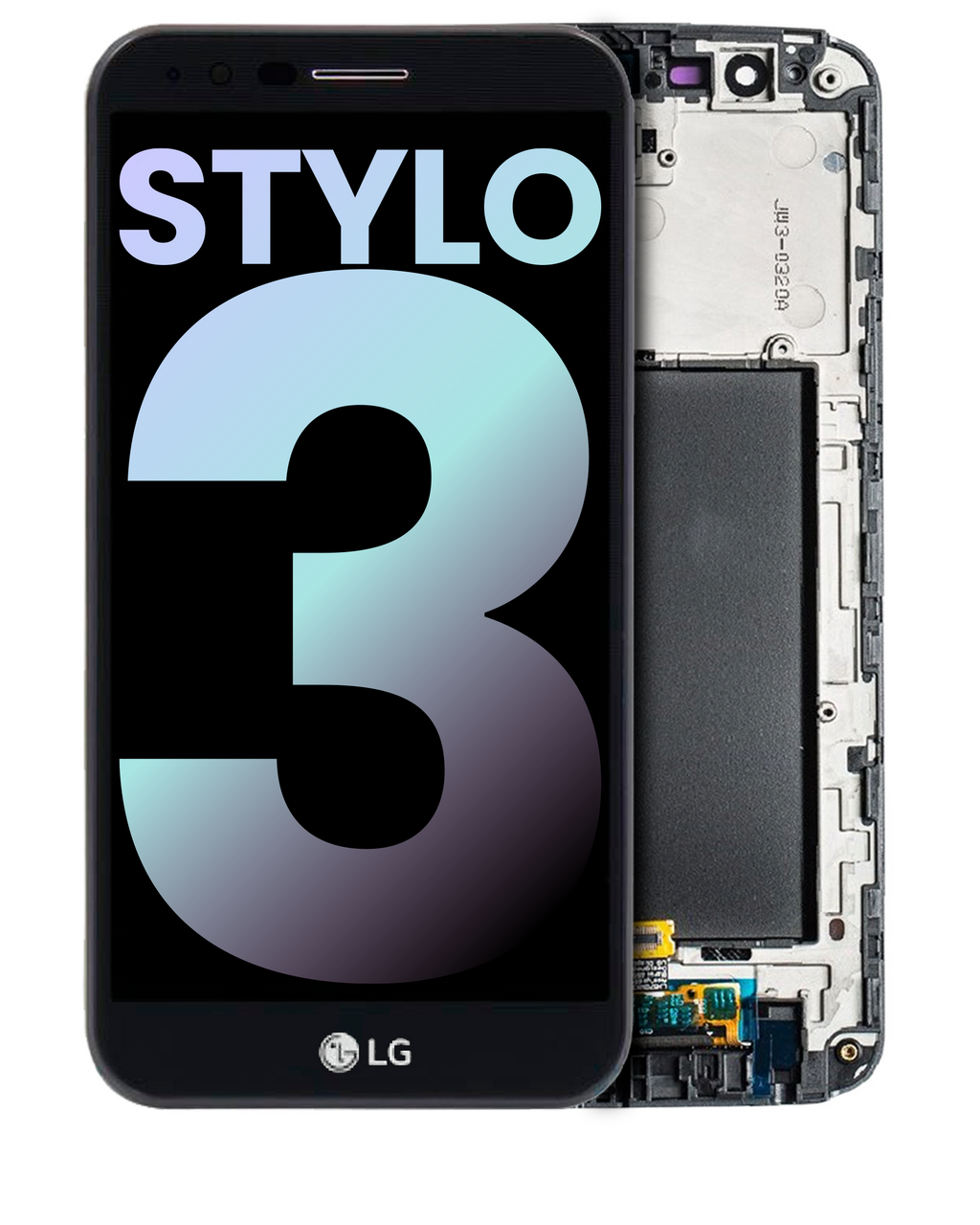 LCD-Display mit Rahmen für LG Stylo 3 (OEM-Qualität) (Schwarz)