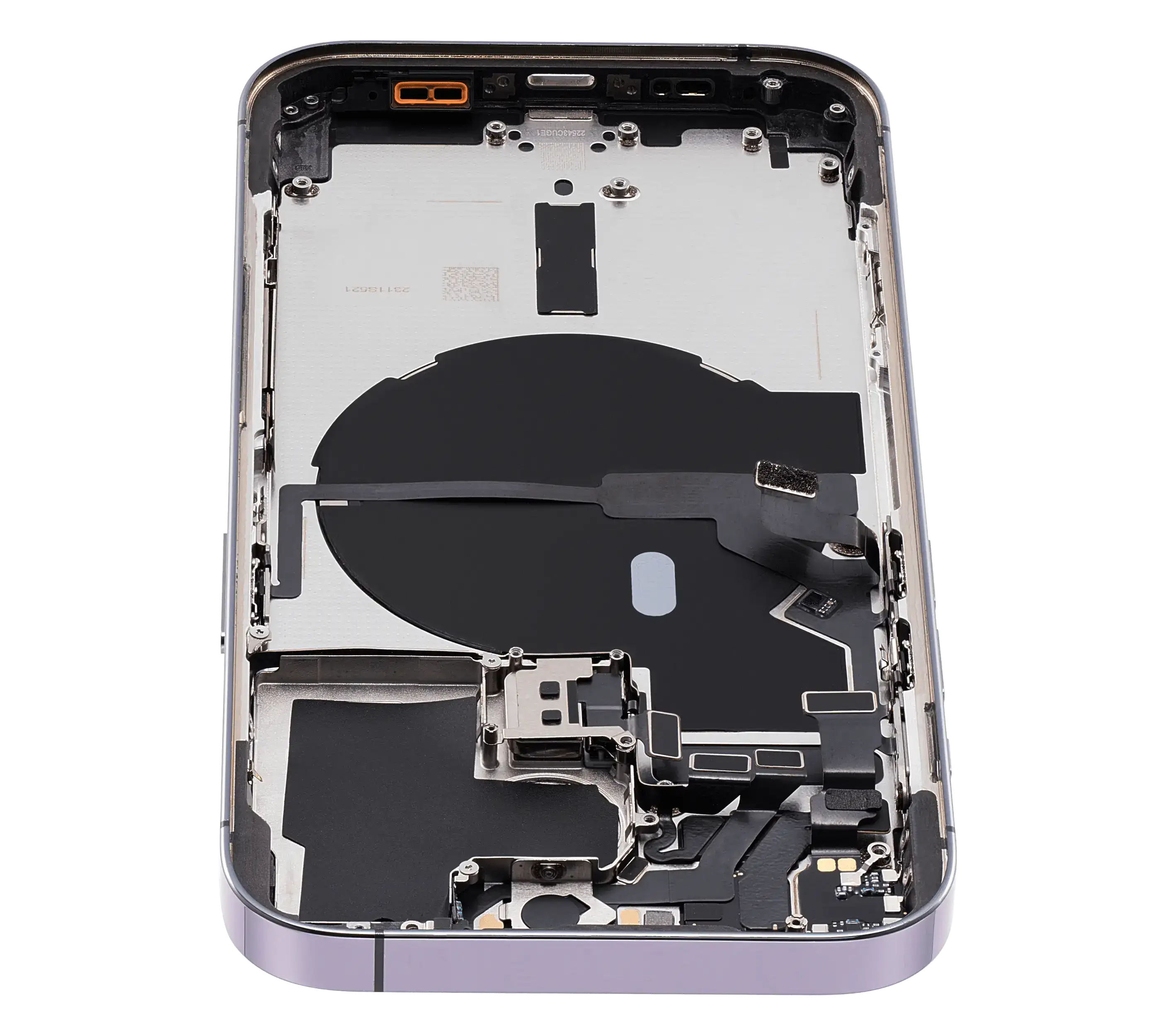 Backcover/Rahmen mit Small Parts für iPhone 14 Pro (EU / Global Version) (gebrauchter OEM-Ausbau, Qualität C) (Deep Purple)
