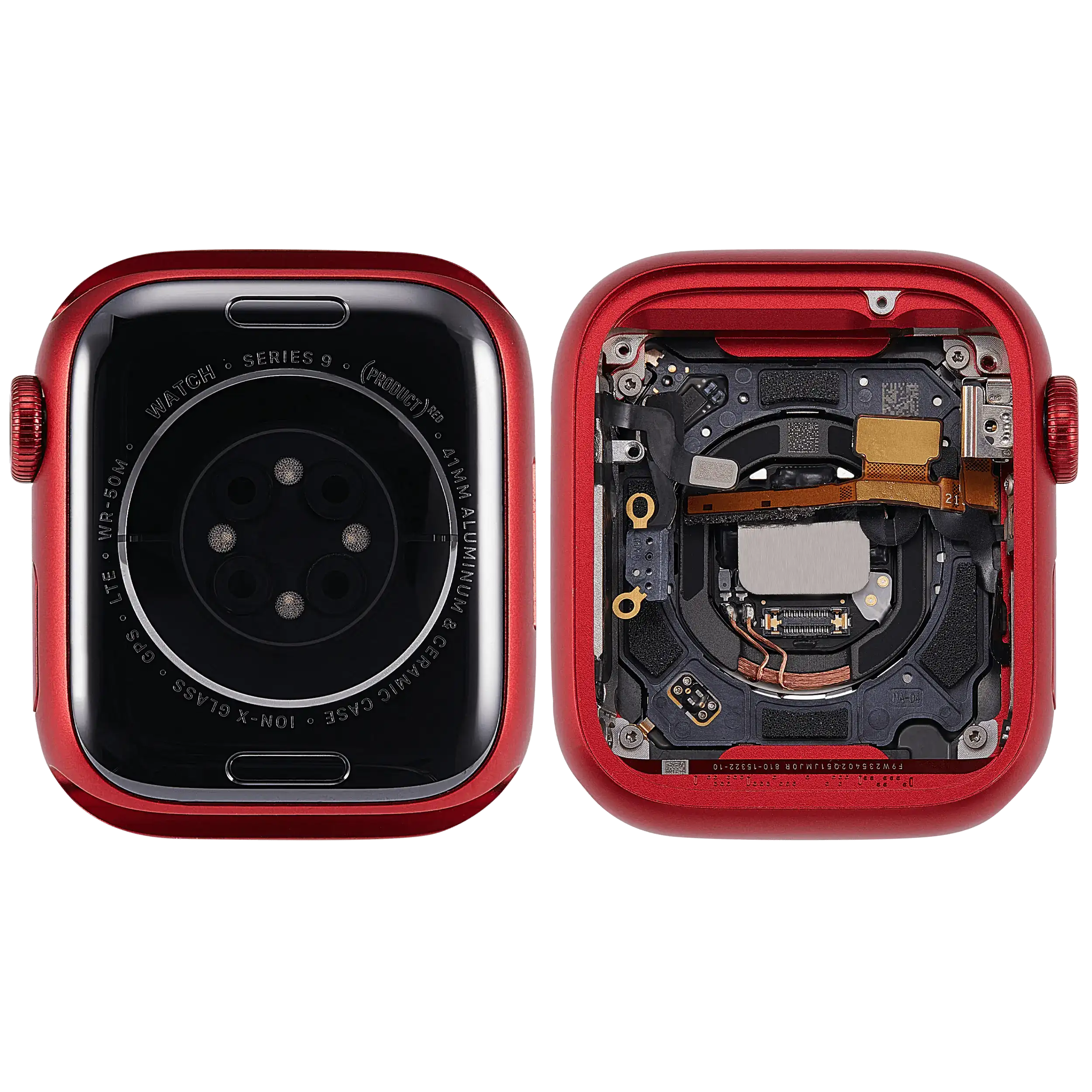 Backcover/Rahmen Compatible für Watch Series 9 (41MM) (gebrauchter OEM-Ausbau, Qualität A) (Cellular Version) (Aluminum / Red)